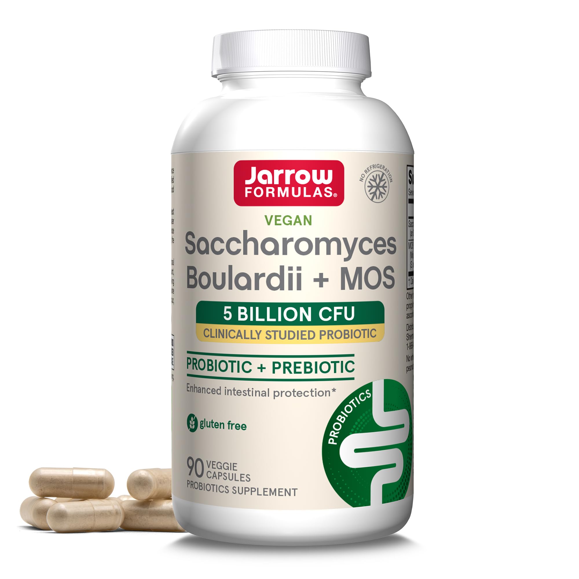 Jarrow Formulas Saccharomyces Boulardii + MOS Probiotics for Digestive Health and Intestinal Tract Support - 5 Billion CFU Per Serving - 90 Delayed Release Caps - OzHealthStandard