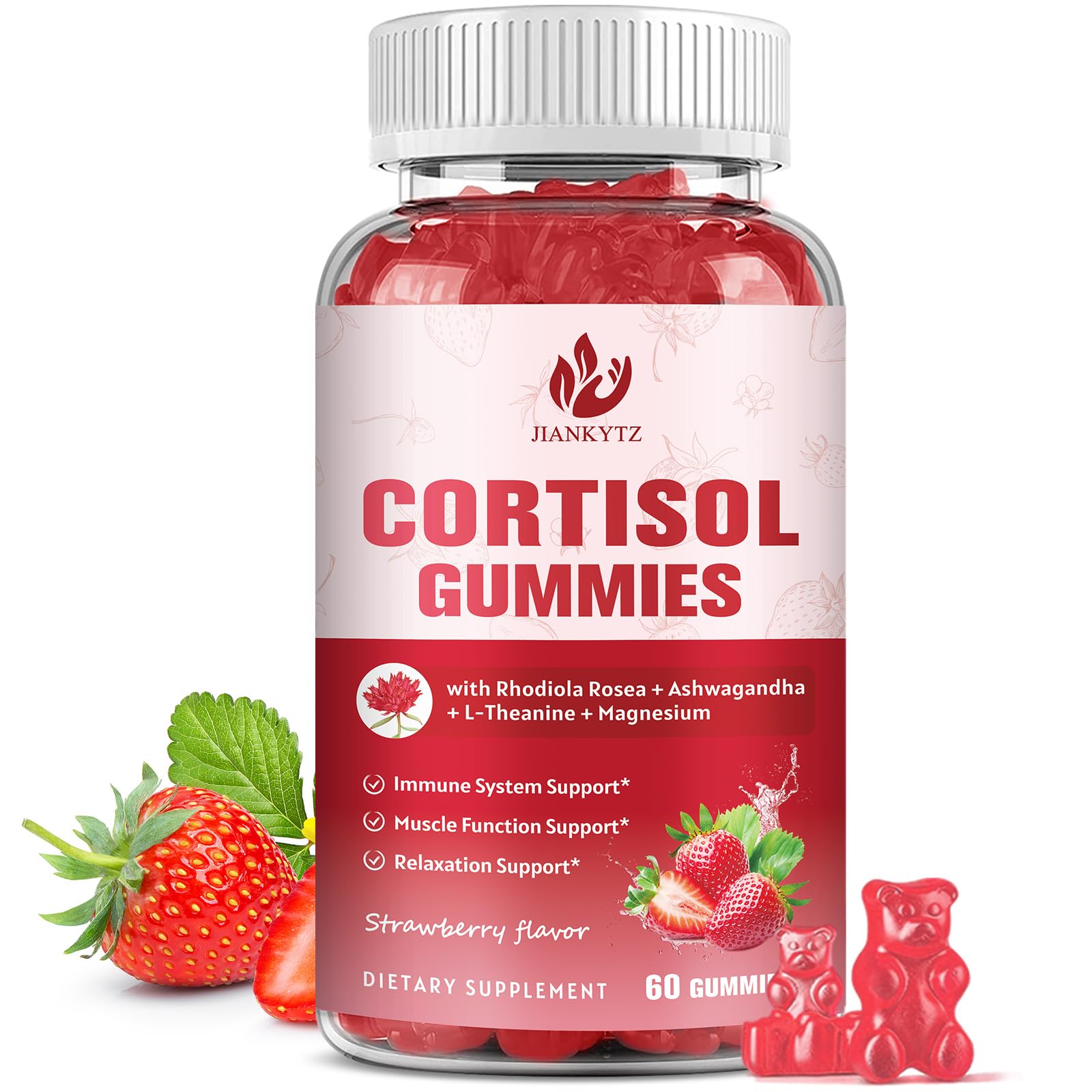 JIANKYTZ Cortisol Gummies for Women with Ashwagandha, Rhodiola Rosea, L-Theanine, Magnesium, Vitamin D3 for Zzz Support, Balanced Cortisol, Vegan, 60 Gummies - OzHealthStandard