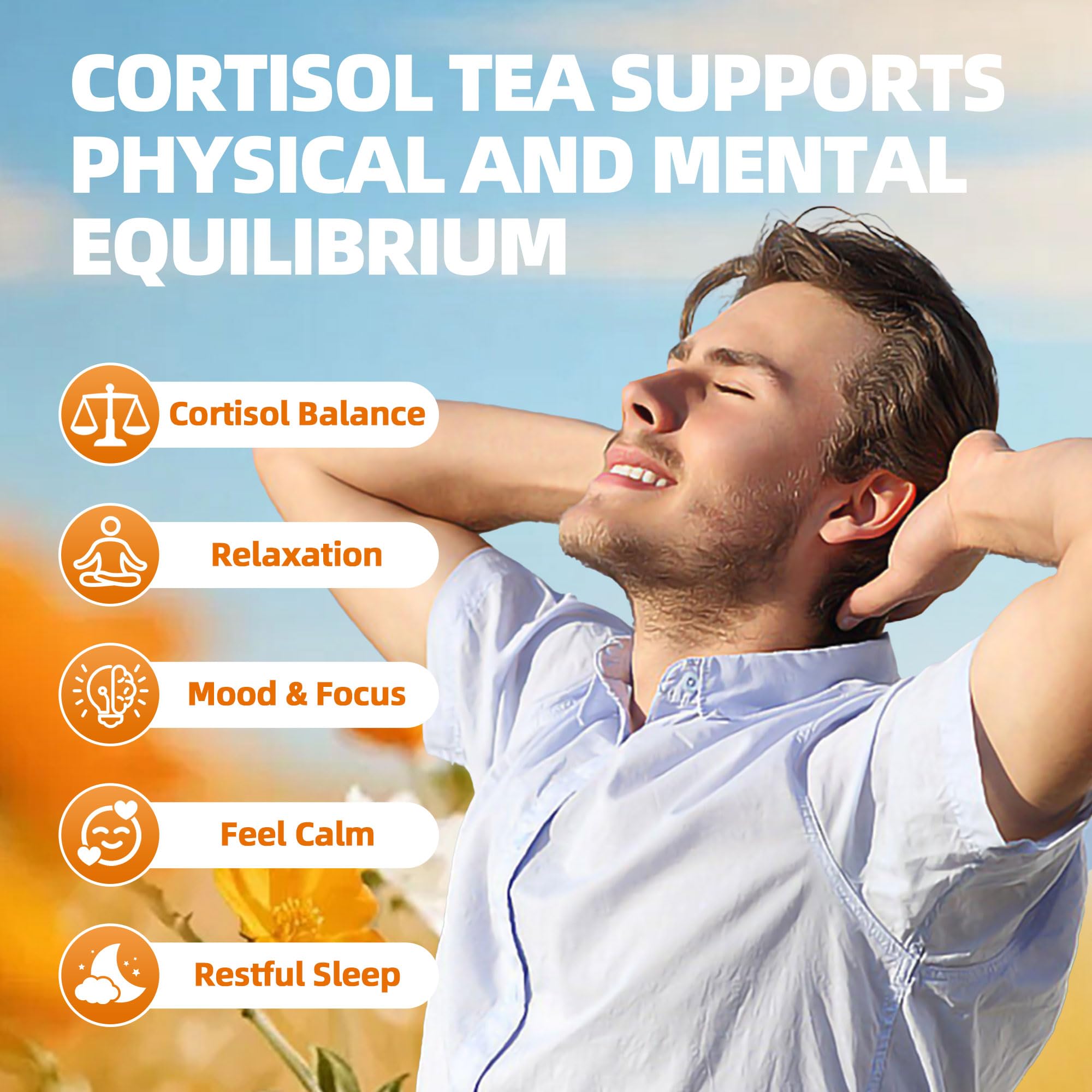 JIAOMING 2 Packs Natural Cortisol Reducing Tea, Healthy Cortisol Levels & Mental Clarity, Loose Leaf Detox Drink Teabags with Ashwagandha for Men and Women Sleep Time Relaxation, Mood Swing Reducer - OzHealthStandard