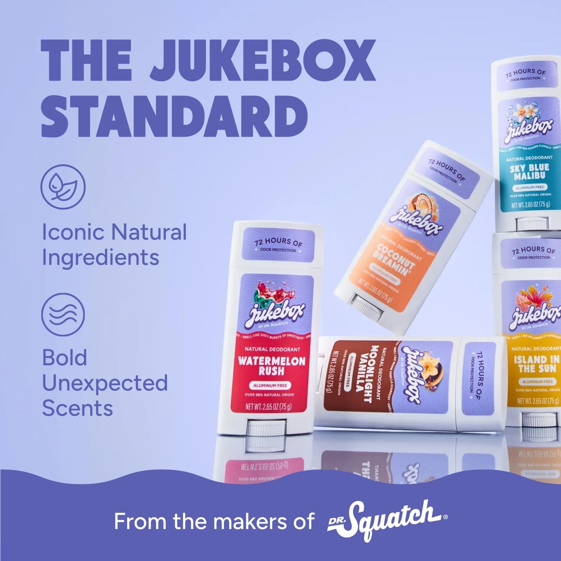 Jukebox Natural Women’s Deodorant – Aluminum Free, 72 Hour Odor Protection – Made with Arrowroot, Charcoal & Postbiotics – Sky Blue Malibu, 2.65 oz - OzHealthStandard