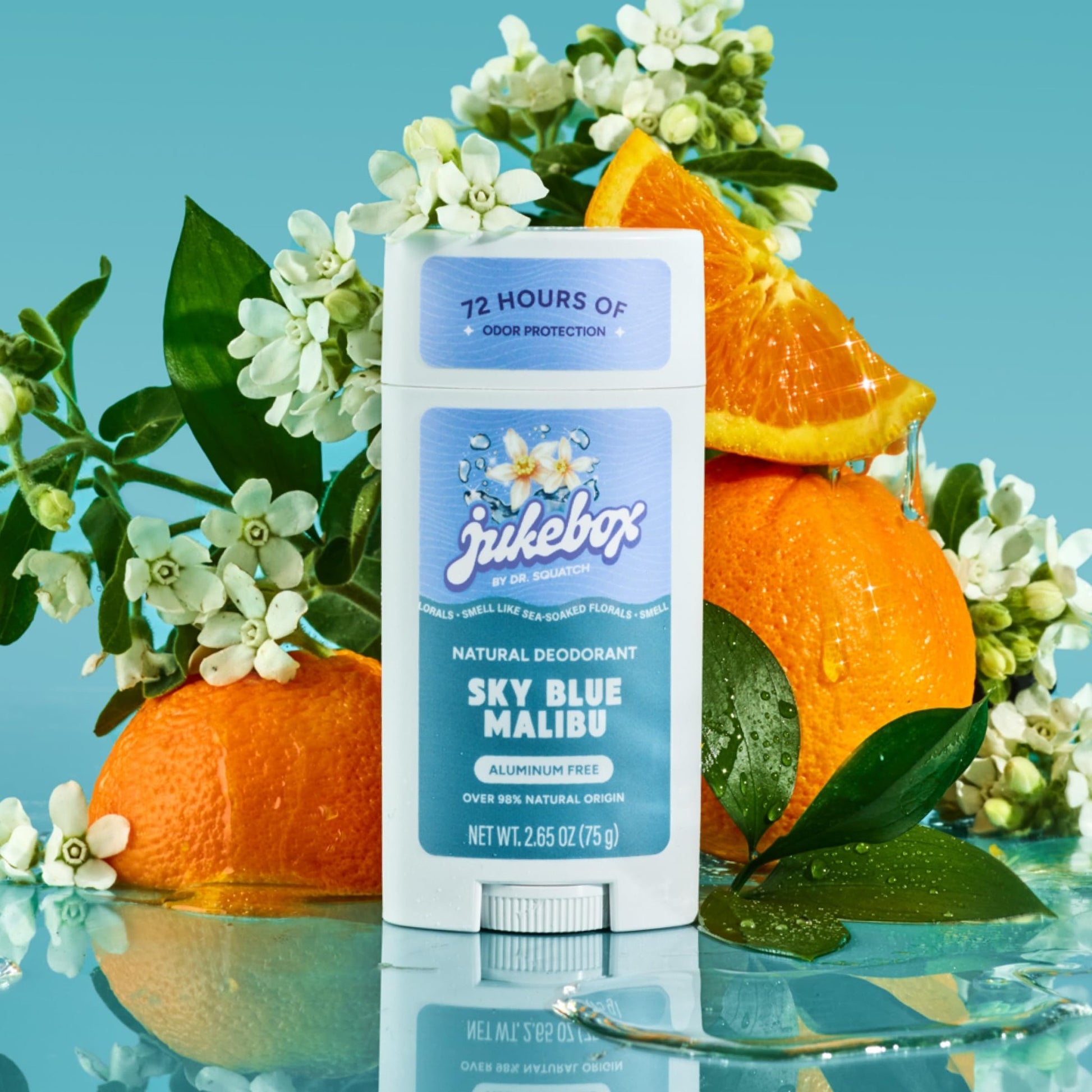 Jukebox Natural Women’s Deodorant – Aluminum Free, 72 Hour Odor Protection – Made with Arrowroot, Charcoal & Postbiotics – Sky Blue Malibu, 2.65 oz - OzHealthStandard