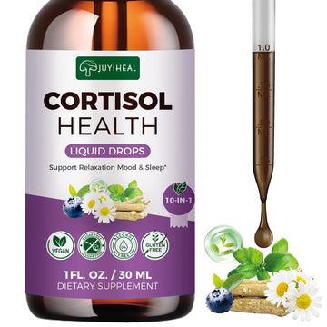 JUYIHEAL Cortisol Supplements, 10 in 1 Cortisol Detox Manager Reducer Hormone Balance Liquid Drops with Ashwagandha, Magnesium, L-theanine - OzHealthStandard