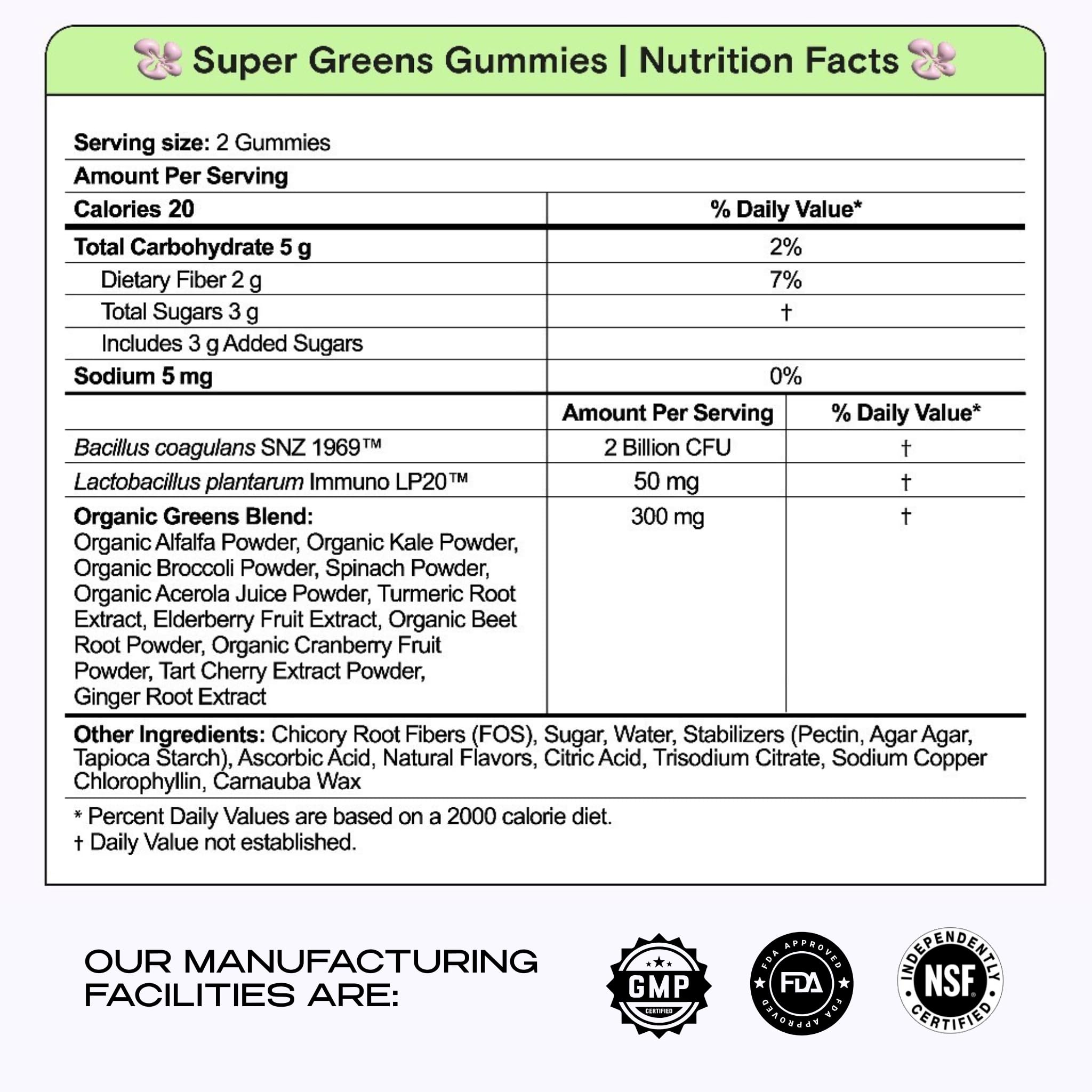 Kiala Nutrition Super Greens Gummies with 11x Organic Greens, Pre, Post & Probiotics, Antioxidants, Multivitamin, Fiber Supplement Supports Gut Health & Digestion, Dairy Free, Vegetarian, 60 Count - OzHealthStandard