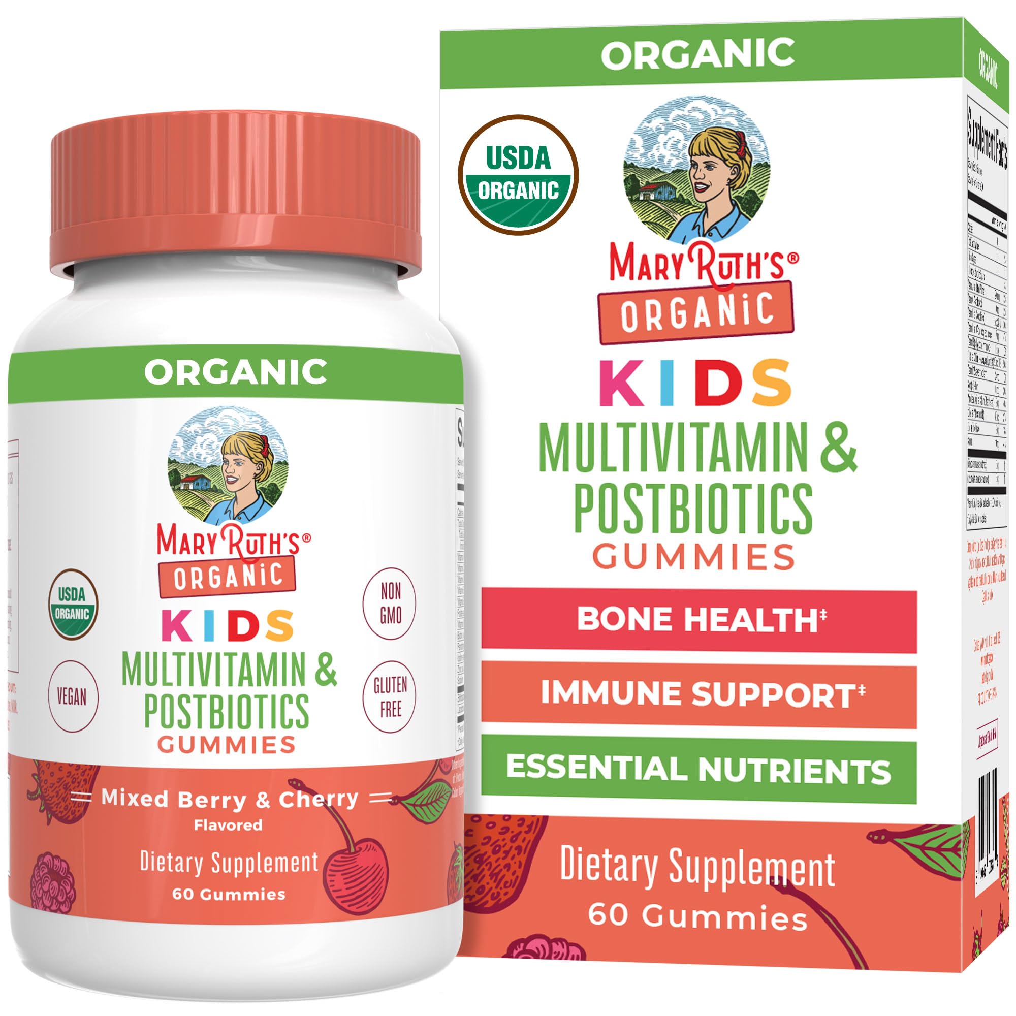 Kids Vitamins by MaryRuth's | USDA Organic | Multivitamin Gummies + Postbiotics for Ages 4+ | Multivitamin for Kids with Lactobacillus Rhamnosus | Children’s Vitamins | Vegan | Non-GMO | 60 Count - OzHealthStandard
