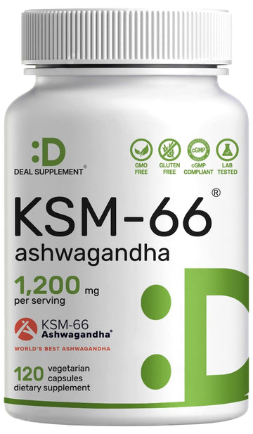 KSM 66 Ashwagandha 1,200mg with Black Pepper, 120 Veggie Capsules – Extra Strength Root Extract – High Absorption – Adaptogenic Supplements for Relaxation, Energy, & Brain Health – Non-GMO - OzHealthStandard