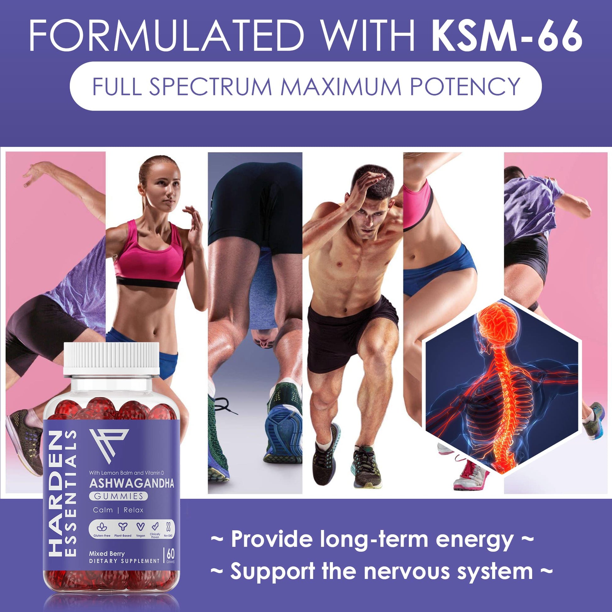 KSM-66 Ashwagandha Gummies 750mg Per Gummy – 1,500mg Per Serving – Stress & Cortisol Support – with Lemon Balm & Vitamin D – 60 Count (30 Day Supply) – Vegan – Harden Essentials - OzHealthStandard