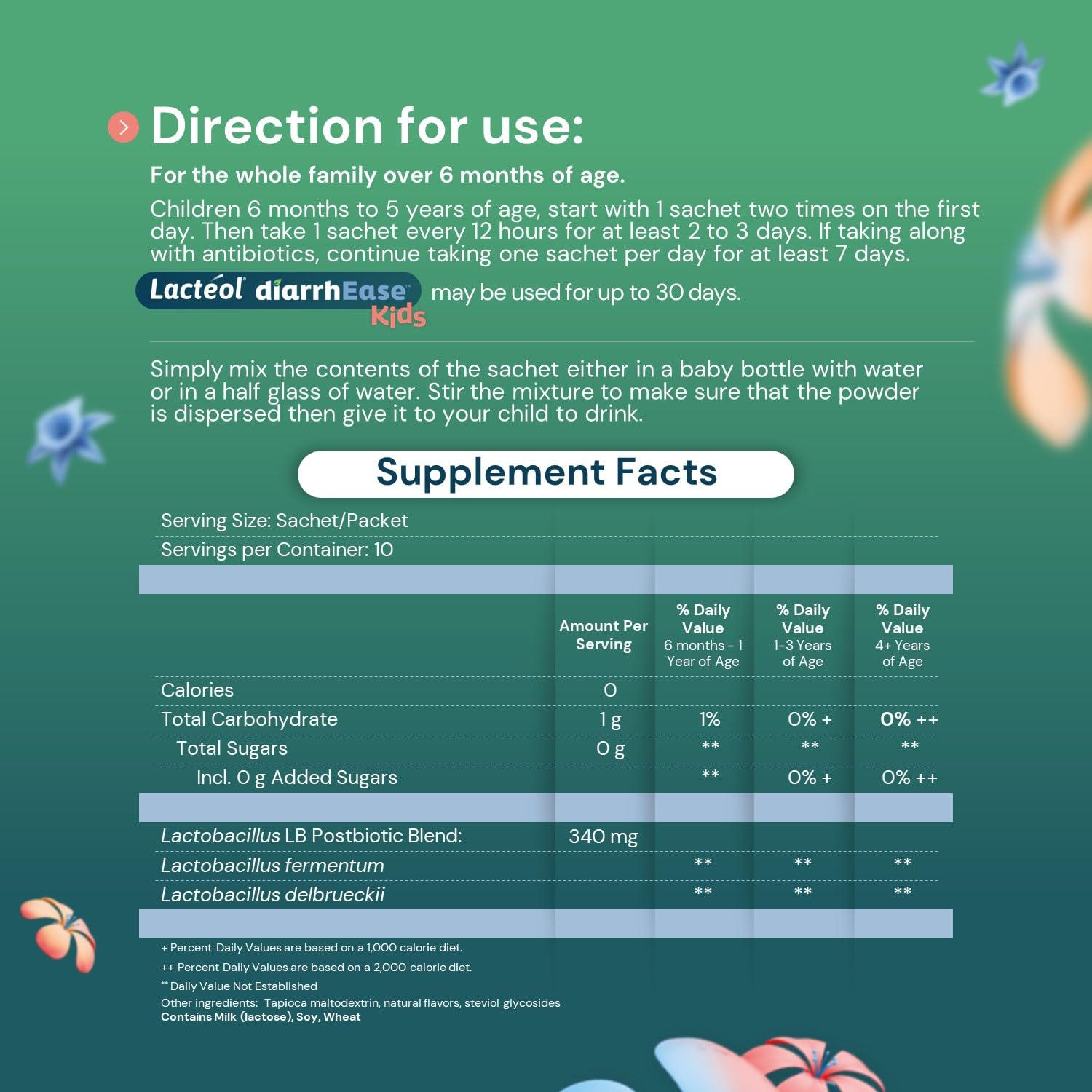 Lactéol diarrhEase Kids - a Safe, Drug Free and clinically Tested postbiotic Strain That Shortens The Duration of Occasional Diarrhea- Works Naturally with Your Child’s Body, 10 Count - OzHealthStandard