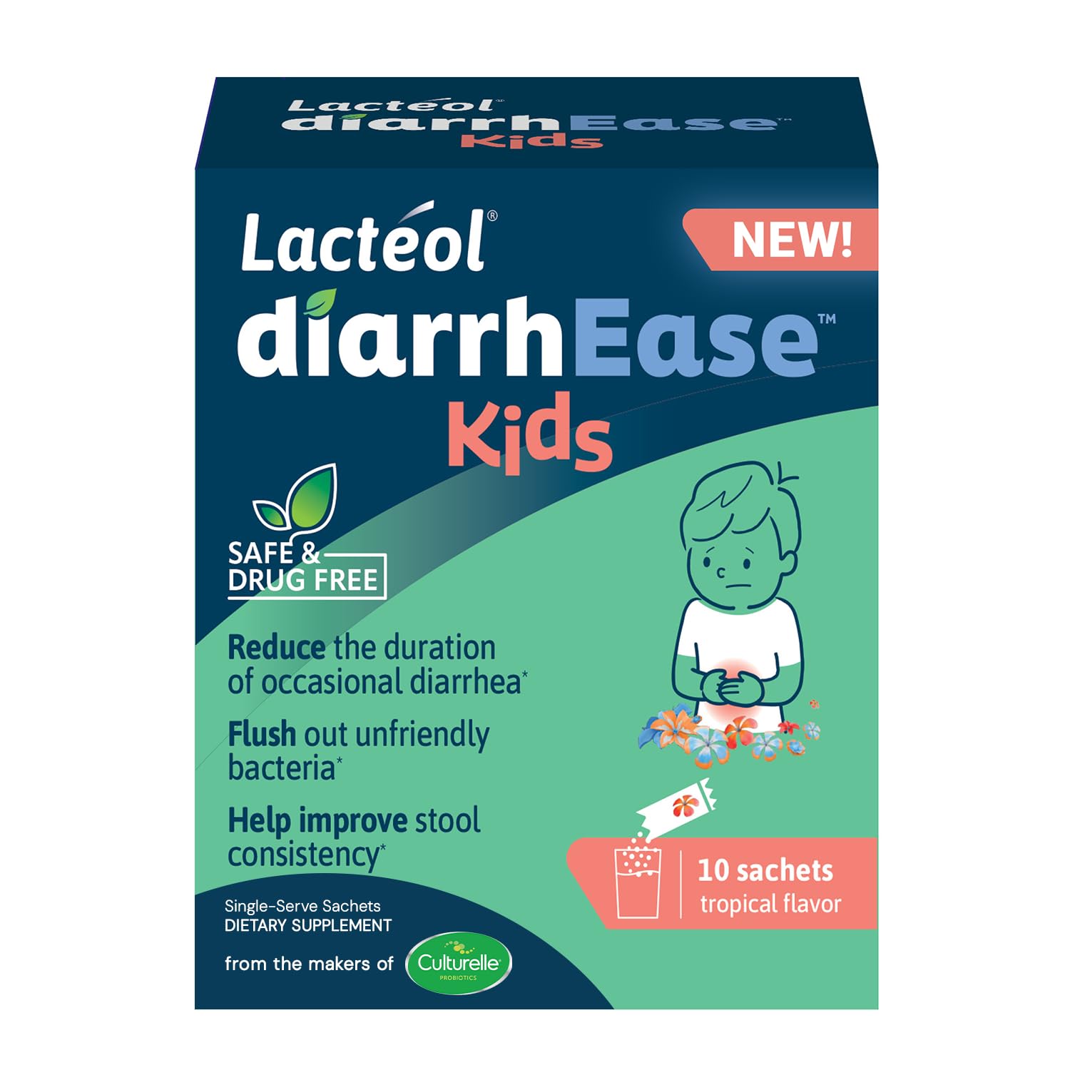 Lactéol diarrhEase Kids - a Safe, Drug Free and clinically Tested postbiotic Strain That Shortens The Duration of Occasional Diarrhea- Works Naturally with Your Child’s Body, 10 Count - OzHealthStandard