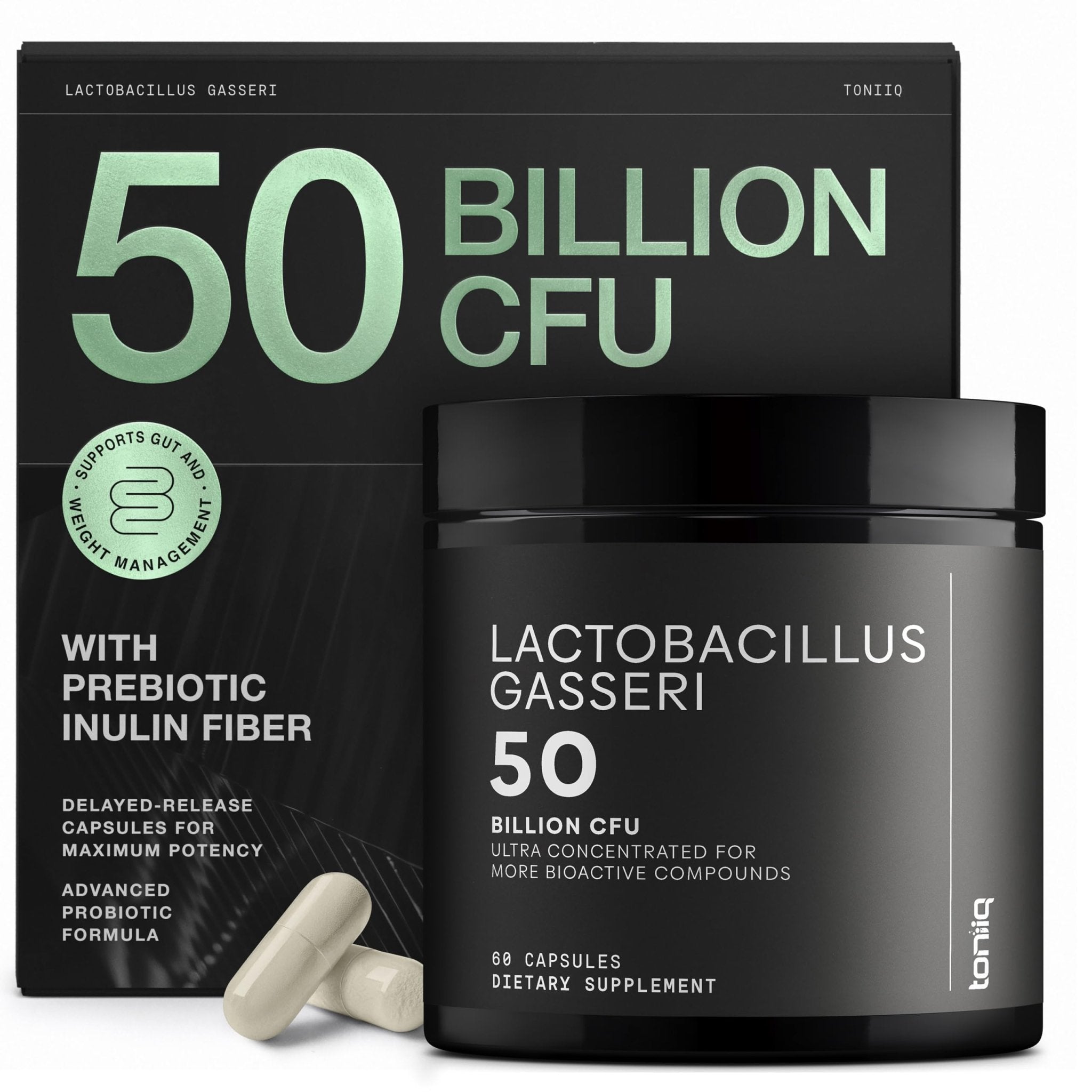 Lactobacillus Gasseri - Ultra High Strength 50 Billion CFU - Delayed Release Capsules - Made with Prebiotic Inulin Fiber - Supports Digestive Health & Gut Flora - Third-Party Lab Tested - 60 Capsules - OzHealthStandard