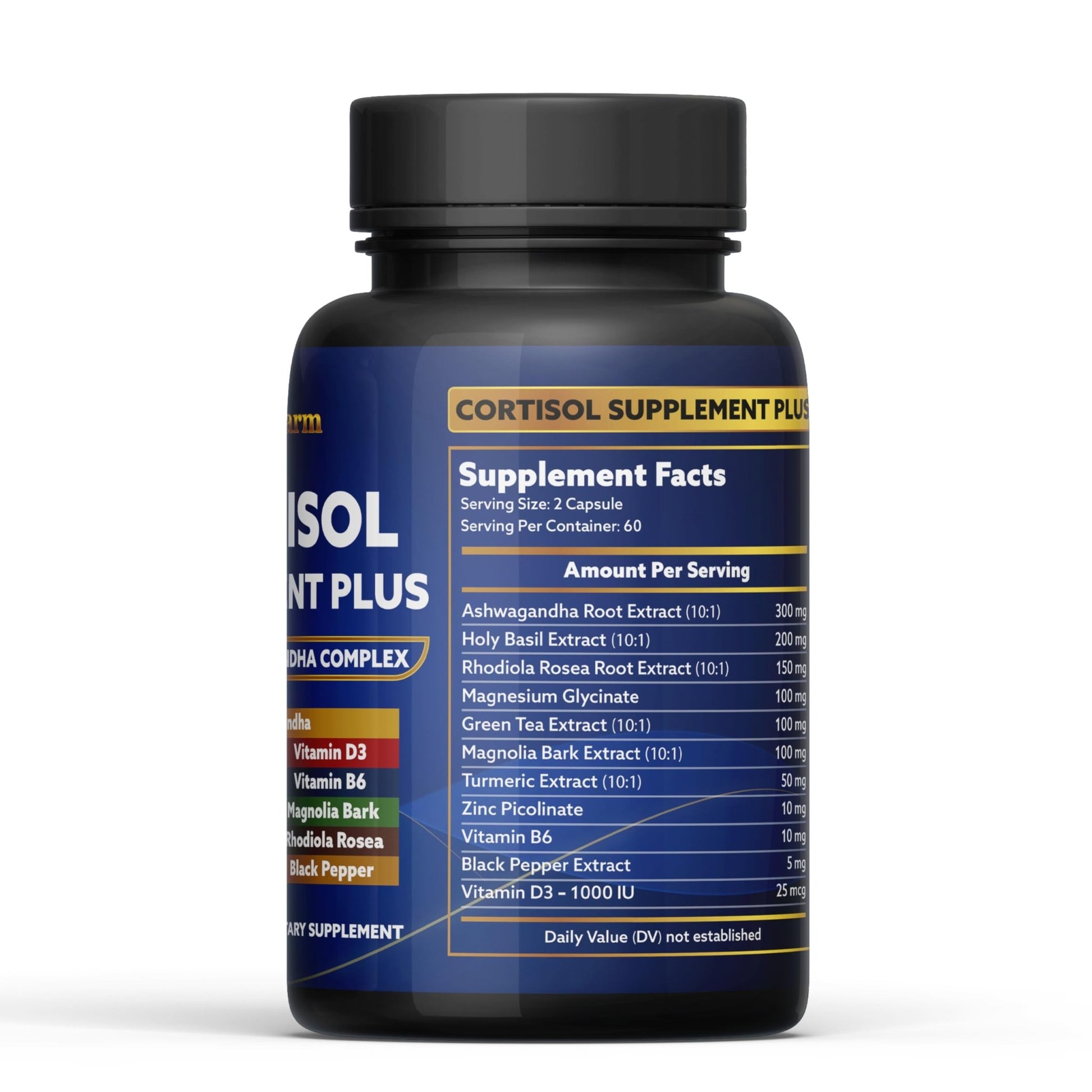 laslafarm 11in1 Cortisol Plus Supplement, 11in1 Ashwagandha and Natural Herbal Complex Vitamin Blend for Daily Mood, Focus and Sleep, Suitable for Women and Men 60 Capsules - OzHealthStandard