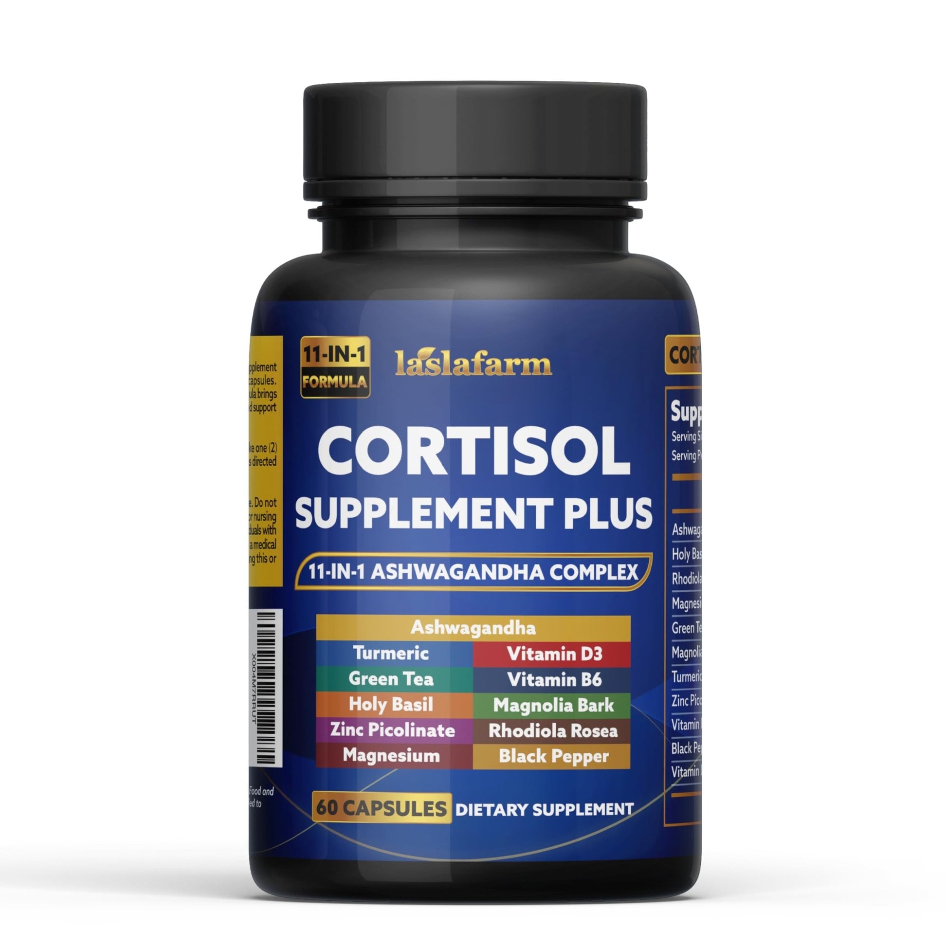 laslafarm 11in1 Cortisol Plus Supplement, 11in1 Ashwagandha and Natural Herbal Complex Vitamin Blend for Daily Mood, Focus and Sleep, Suitable for Women and Men 60 Capsules - OzHealthStandard