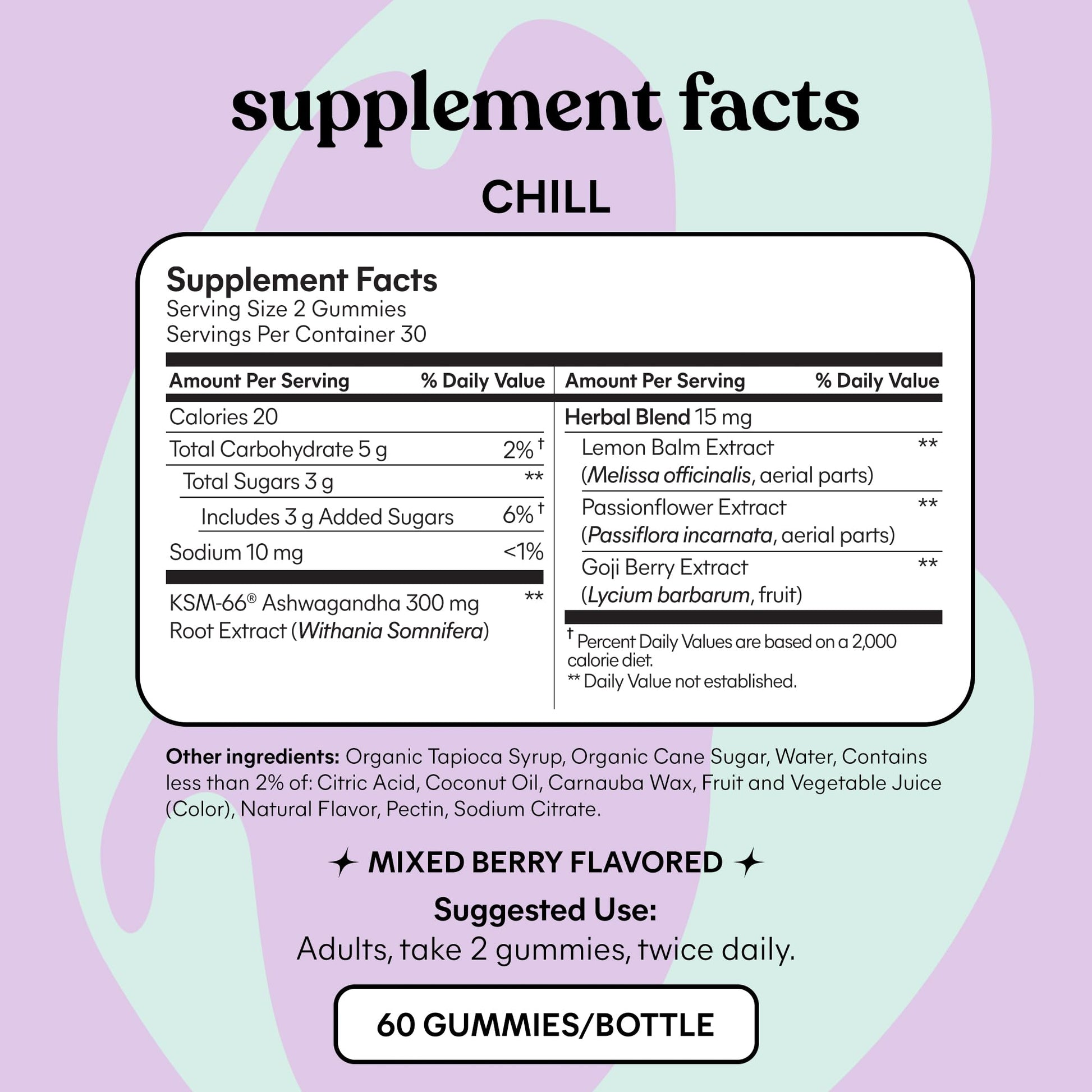 Lemme Chill Stress Relief Gummies with 300mg KSM-66 Ashwagandha, Lemon Balm, Passionflower & Goji to Support Relaxation, Healthy Cortisol & Sleep - Gluten-Free, Non-GMO, Mixed Berry (60 Count) - OzHealthStandard