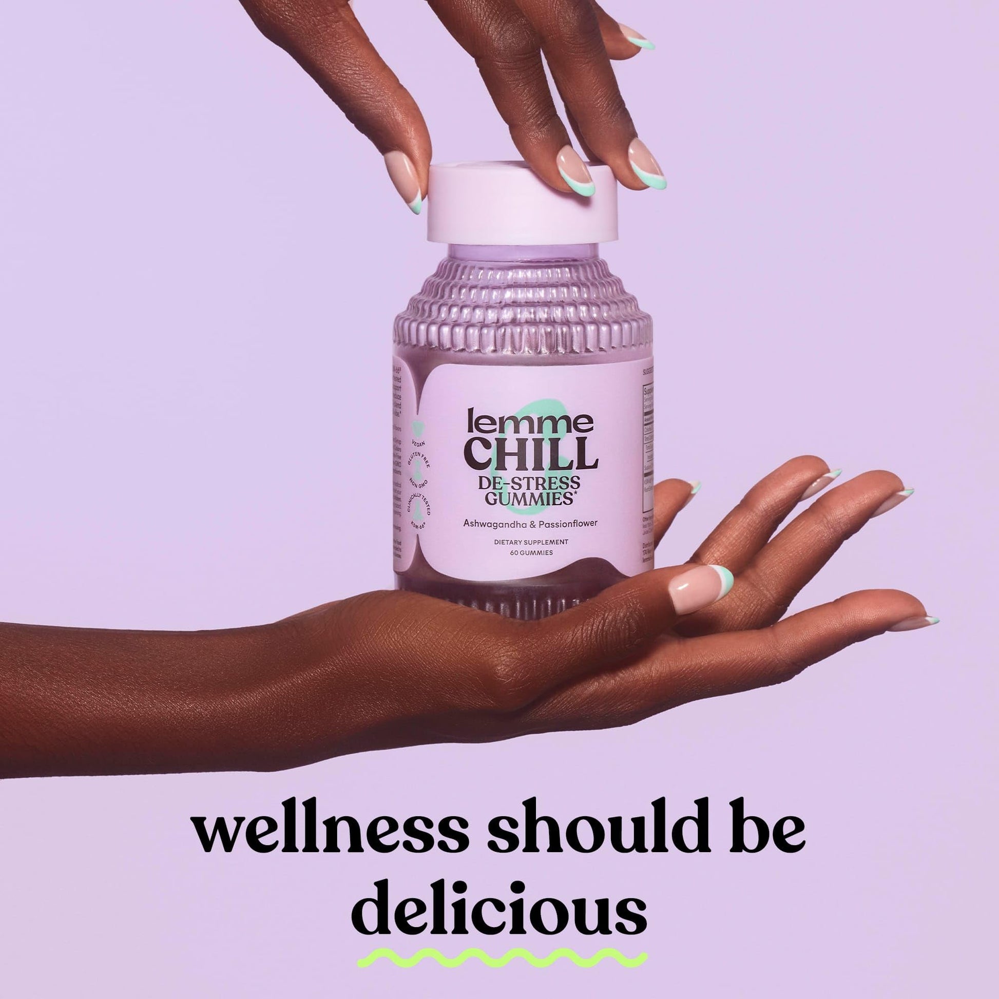 Lemme Chill Stress Relief Gummies with 300mg KSM-66 Ashwagandha, Lemon Balm, Passionflower & Goji to Support Relaxation, Healthy Cortisol & Sleep - Gluten-Free, Non-GMO, Mixed Berry (60 Count) - OzHealthStandard