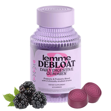Lemme Debloat - Digestive & Gut Health Gummies with 2 Clinically Studied Probiotics & Prebiotic, Vegetarian, Gluten Free, Non GMO, BlackBerry Flavor (60 Count) - OzHealthStandard