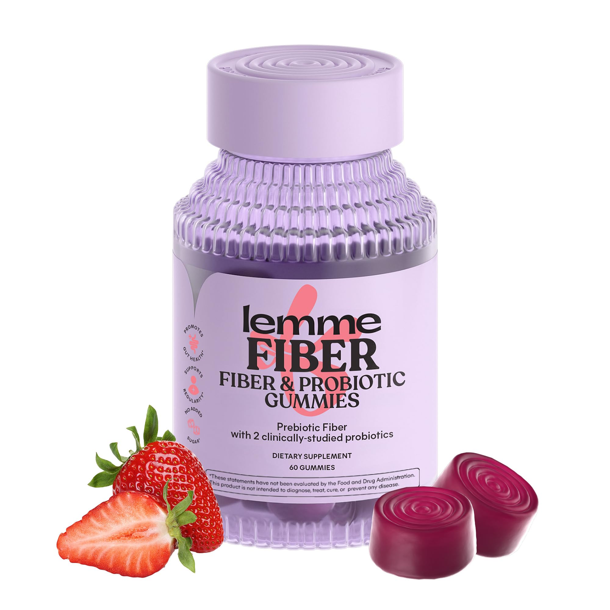 Lemme Fiber & Probiotic Gummies for Adults, Promotes Regularity & Digestive Health, No Sugar Added Strawberry Flavor, 4g Prebiotic Fiber & Clinically - OzHealthStandard