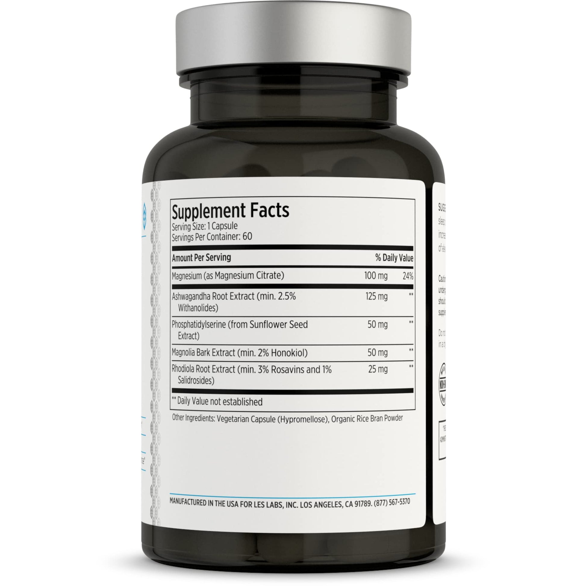 LES Labs Cortisol Health – Stress Relief, Balanced Cortisol Response, Relaxation & Deep Sleep – Phosphatidylserine, Magnesium, Magnolia Bark, Rhodiola Rosea & Ashwagandha – Non-GMO – 60 Capsules - OzHealthStandard