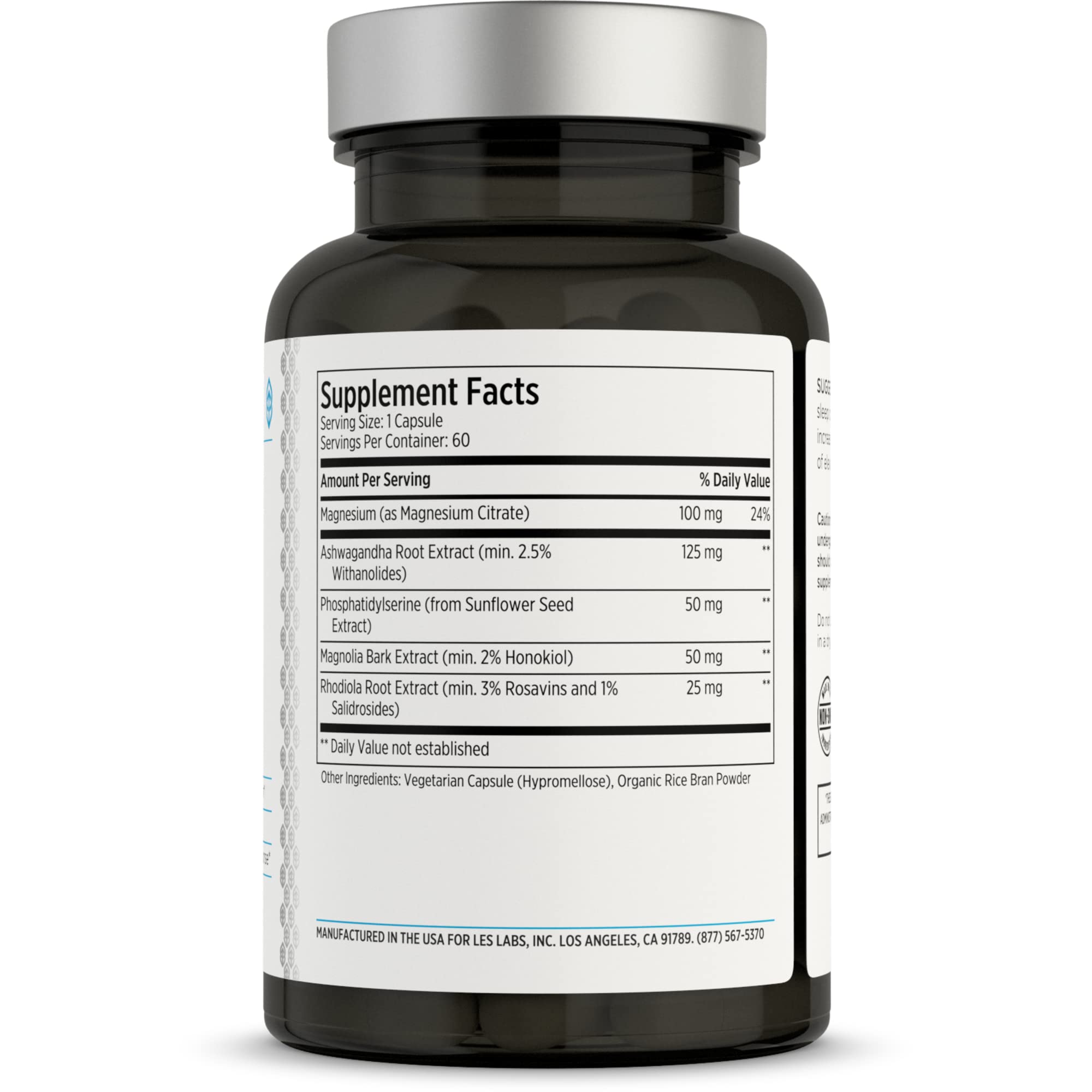 LES Labs Cortisol Health – Stress Relief, Balanced Cortisol Response, Relaxation & Deep Sleep – Phosphatidylserine, Magnesium, Magnolia Bark, Rhodiola Rosea & Ashwagandha – Non-GMO – 60 Capsules - OzHealthStandard