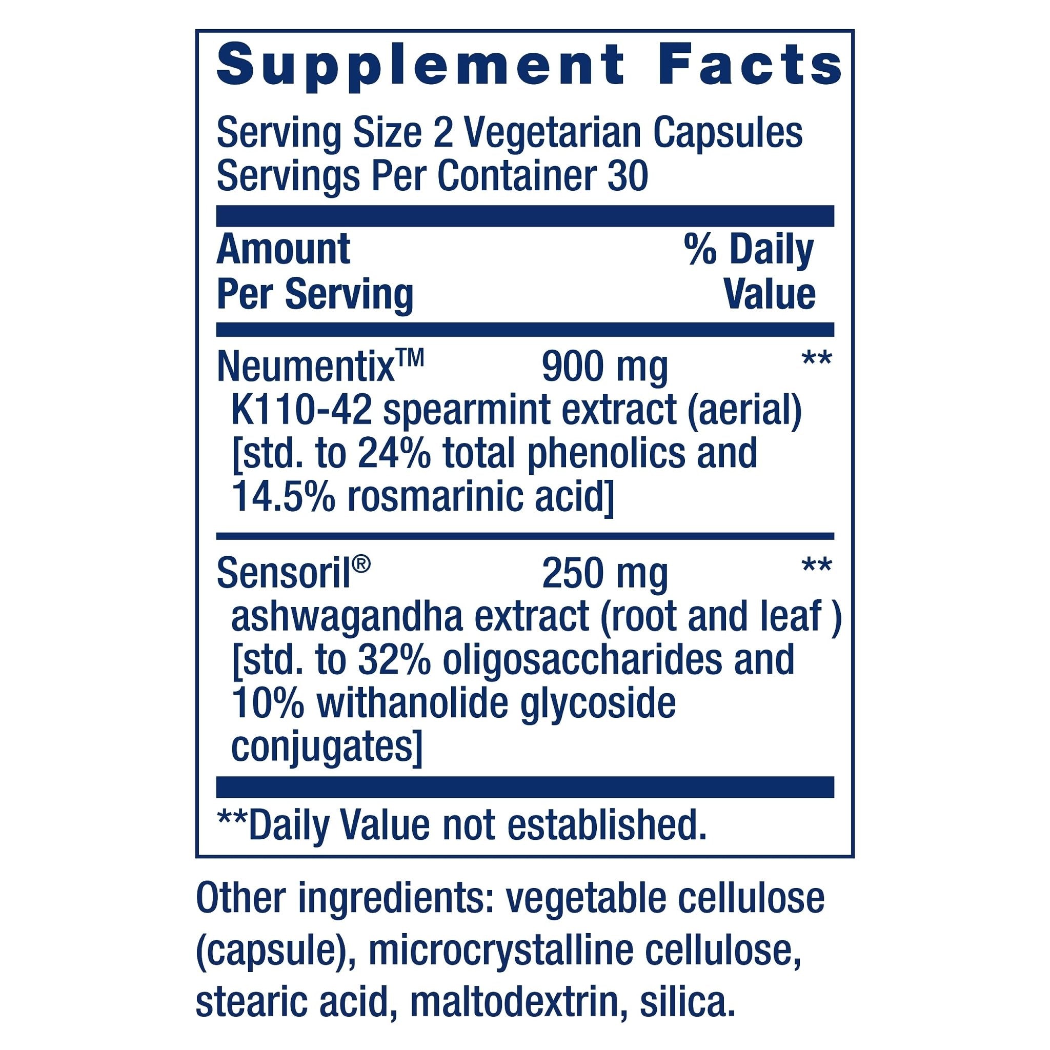 Life Extension Ashwagandha Plus Calm & Focus, ashwagandha Extract, Spearmint Extract, Focus, Attention, Relaxation, Advanced Formula, 60 Vegetarian Capsules - OzHealthStandard