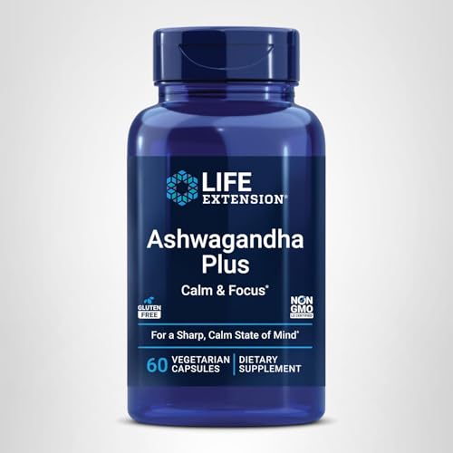 Life Extension Ashwagandha Plus Calm & Focus, ashwagandha Extract, Spearmint Extract, Focus, Attention, Relaxation, Advanced Formula, 60 Vegetarian Capsules - OzHealthStandard