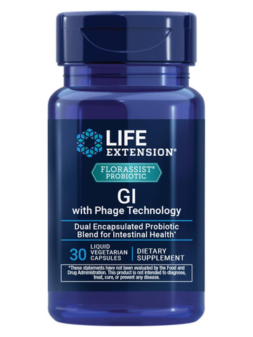 Life Extension FLORASSIST® Probiotic GI with Phage Technology, Digestive Health Supplement, microbiome Balance, Gut Health, Gluten Free, Vegetarian, 30 Capsules - OzHealthStandard