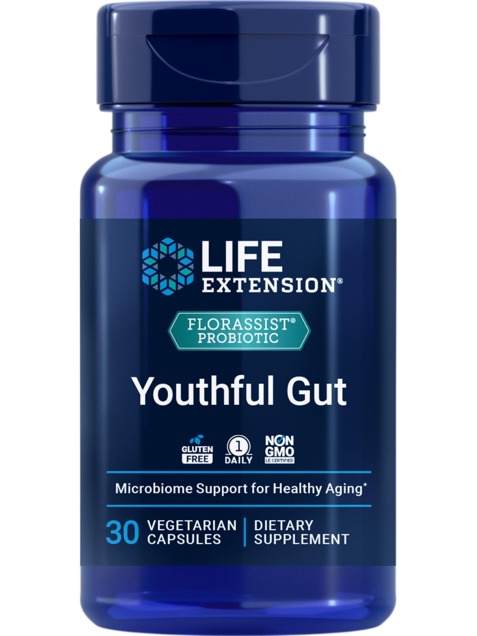 Life Extension FLORASSIST® Probiotic Youthful Gut, Healthy Aging Supplement, postbiotic and probiotic Blend, Heart and Gut Health, Non-GMO, 1-Daily, Gluten-Free, Vegetarian, 30 Capsules - OzHealthStandard