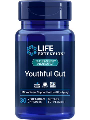Life Extension FLORASSIST® Probiotic Youthful Gut, Healthy Aging Supplement, postbiotic and probiotic Blend, Heart and Gut Health, Non-GMO, 1-Daily, Gluten-Free, Vegetarian, 30 Capsules - OzHealthStandard