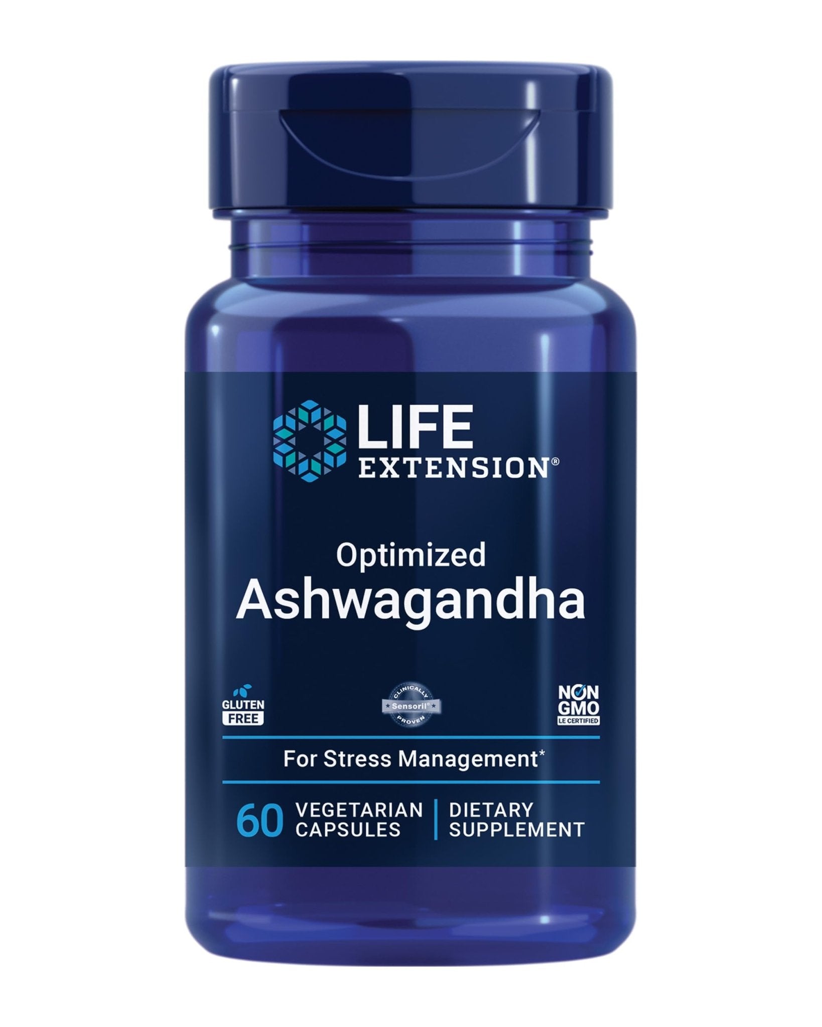 Life Extension Optimized Ashwagandha - Stress Management Supplement for a Healthy Stress Response, Focus, Memory, Stress Relief - Vegetarian, Gluten-Free, Non-GMO, 60 Capsules - OzHealthStandard