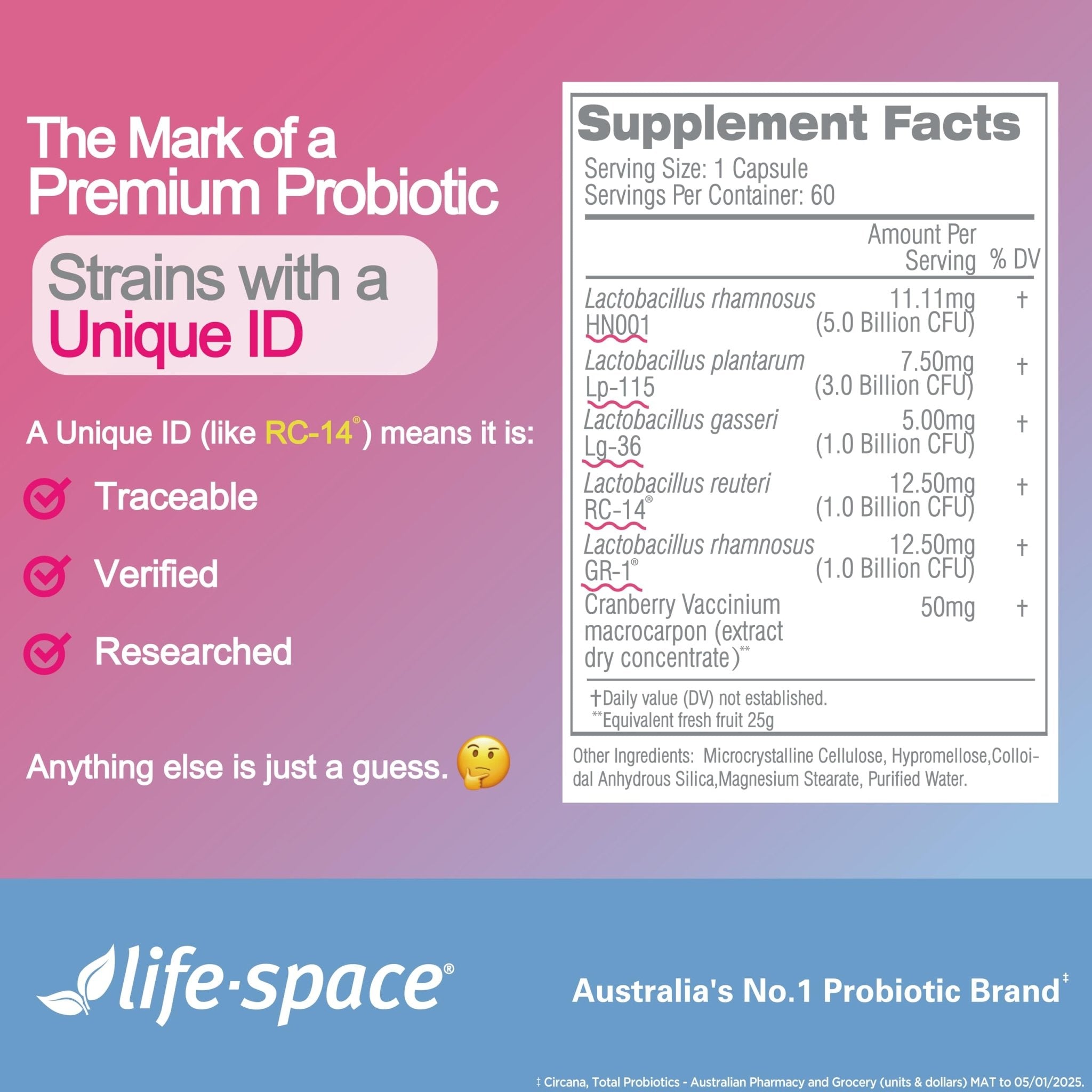 Life-Space Urogen Probiotics for Women, Probiotics+Cranberry, 2 Month Serving, Women's Probiotic for PH Balance, Urinary Tract, Digestive & Immune Health, Lactobacillus reuteri, Non-GMO, 60 Ct - OzHealthStandard
