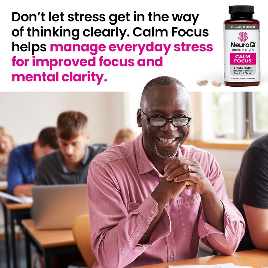 LifeSeasons NeuroQ Calm Focus Capsules - Stress Relief Supplement - Supports Mental Function & Relaxation - Sensoril Ashwagandha, Magnesium, GABA, L-Theanine, Andean Cocoa & Kava Kava - 60 Capsules - OzHealthStandard