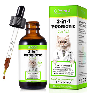 Liquid Cat Probiotic, Natural 3 in 1 Probiotic for Cats, Cat Digestive Support,Gut Health Support,Help with Diarrhea,Gas and Bloating, Cat Herbal Supplements- 60ml - OzHealthStandard