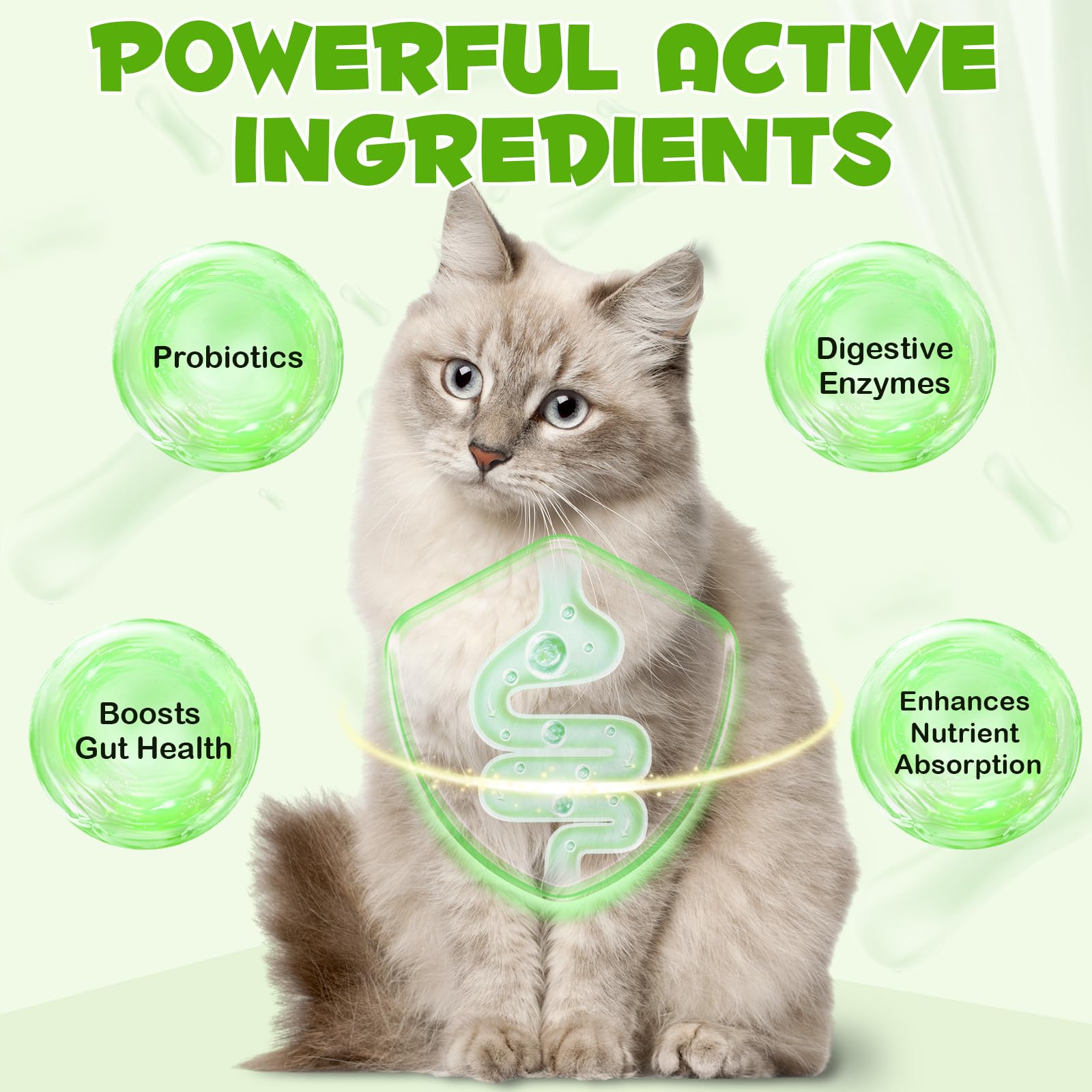 Liquid Cat Probiotic, Natural 3 in 1 Probiotic for Cats, Cat Digestive Support,Gut Health Support,Help with Diarrhea,Gas and Bloating, Cat Herbal Supplements- 60ml - OzHealthStandard
