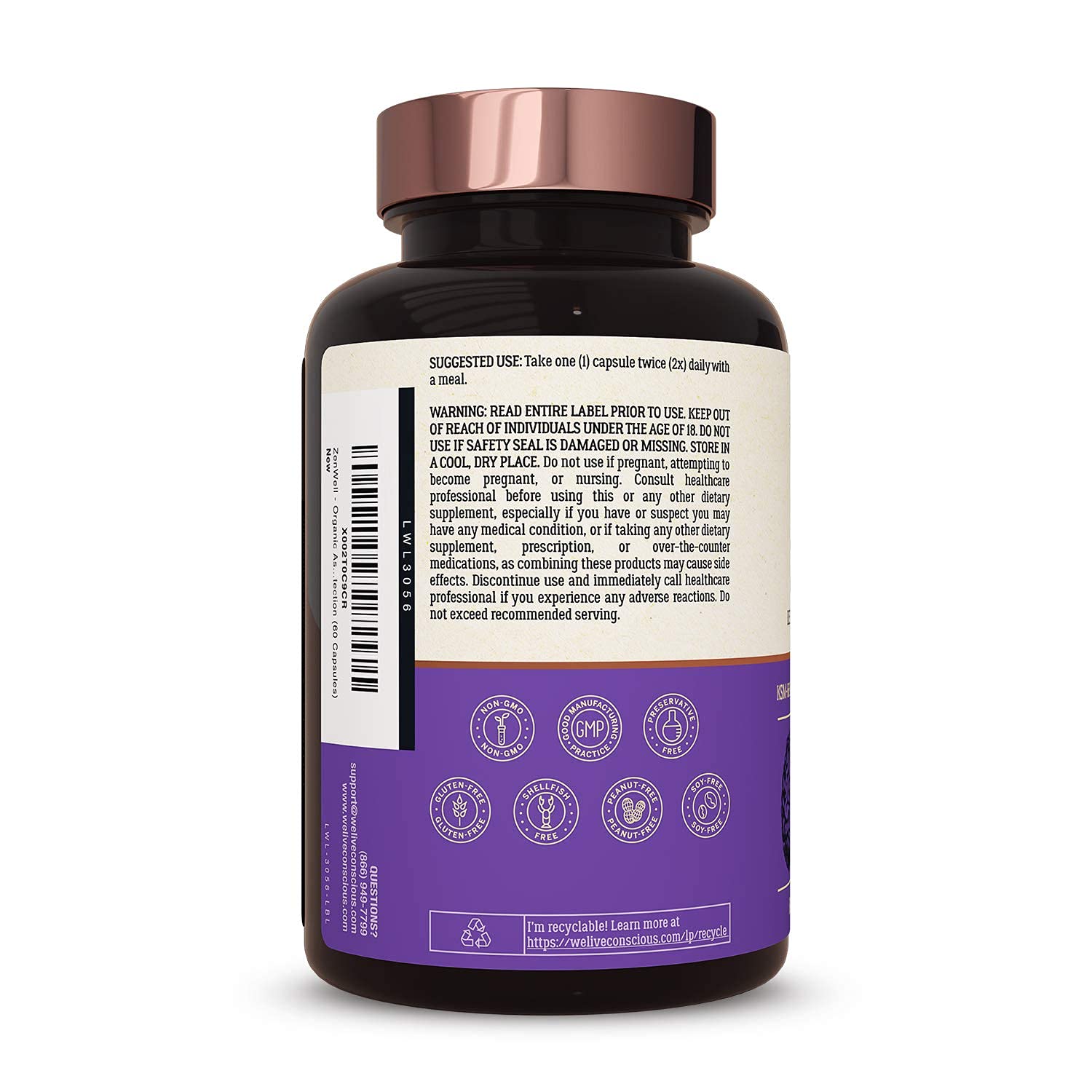 Live Conscious KSM-66 Ashwagandha Supplement w/L Theanine & AlphaWave - ZenWell Everyday Stress Relief, Cognitive, Brain Health - OzHealthStandard