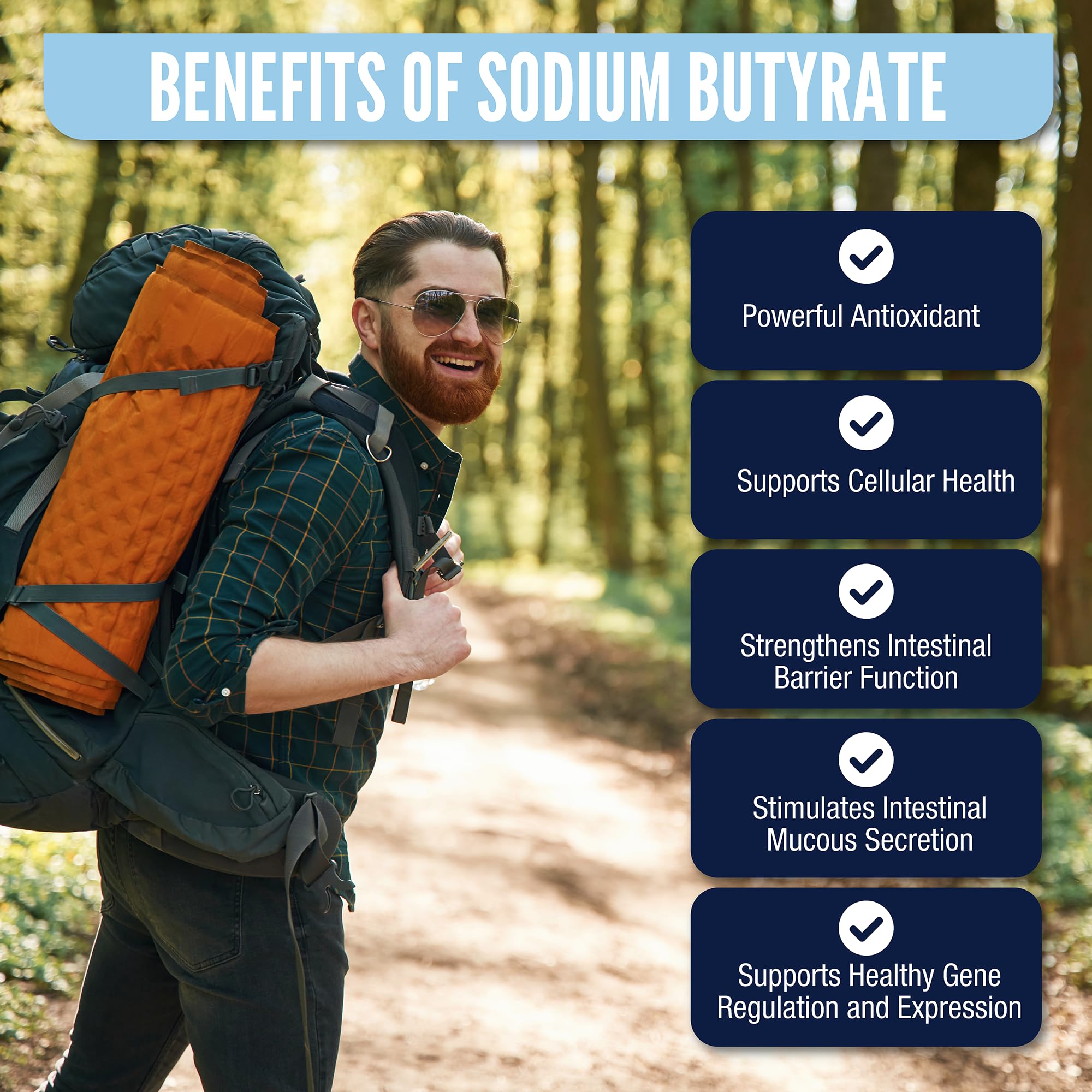 LongJuvity Sodium Butyrate Supplement (300mg) - Optimal Gut Health for Men & Women - Digestion Support & Leaky Gut Repair - Postbiotic Short Chain Fatty Acid, Lab Tested (120 Extended Release Caps) - OzHealthStandard