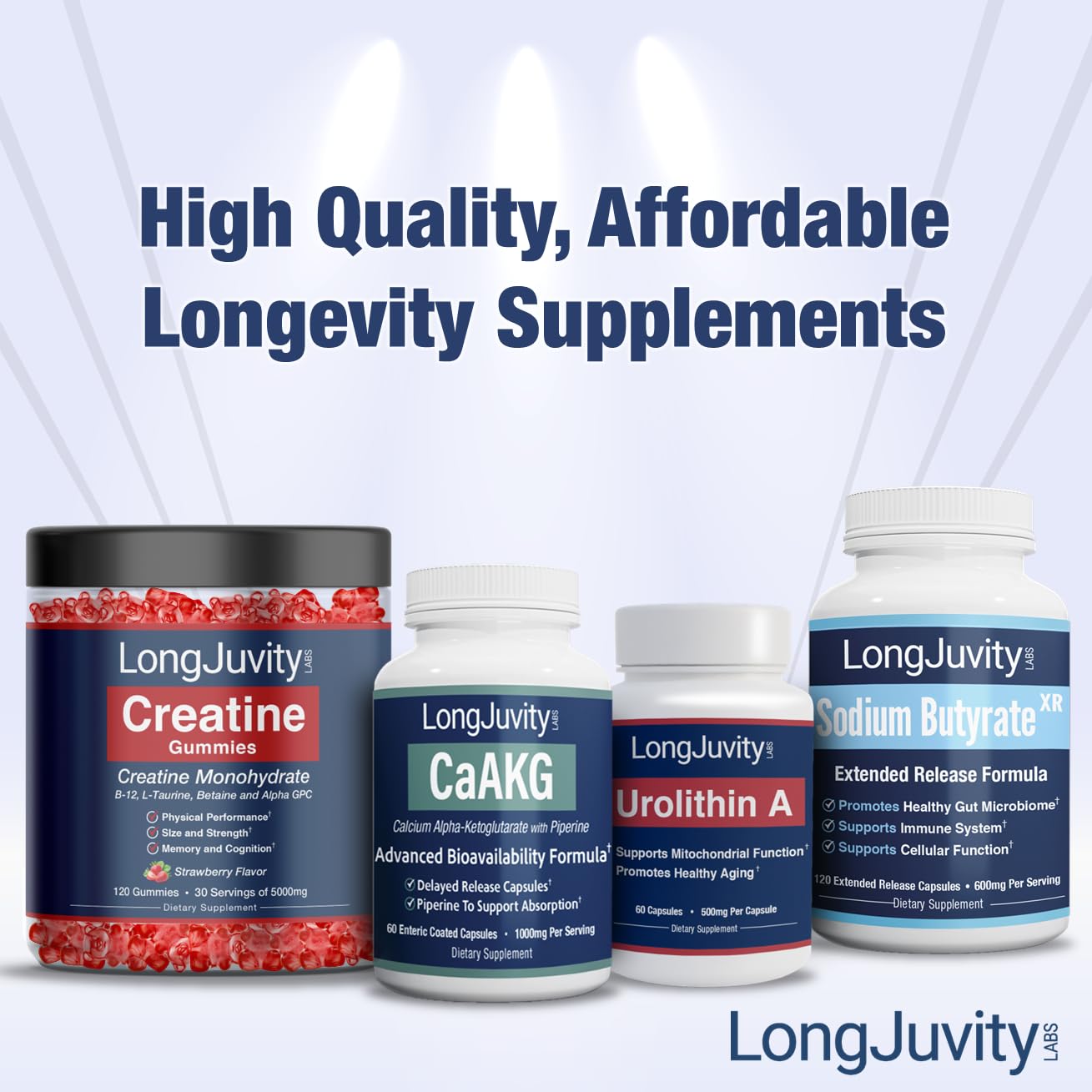 LongJuvity Sodium Butyrate Supplement (300mg) - Optimal Gut Health for Men & Women - Digestion Support & Leaky Gut Repair - Postbiotic Short Chain Fatty Acid, Lab Tested (120 Extended Release Caps) - OzHealthStandard