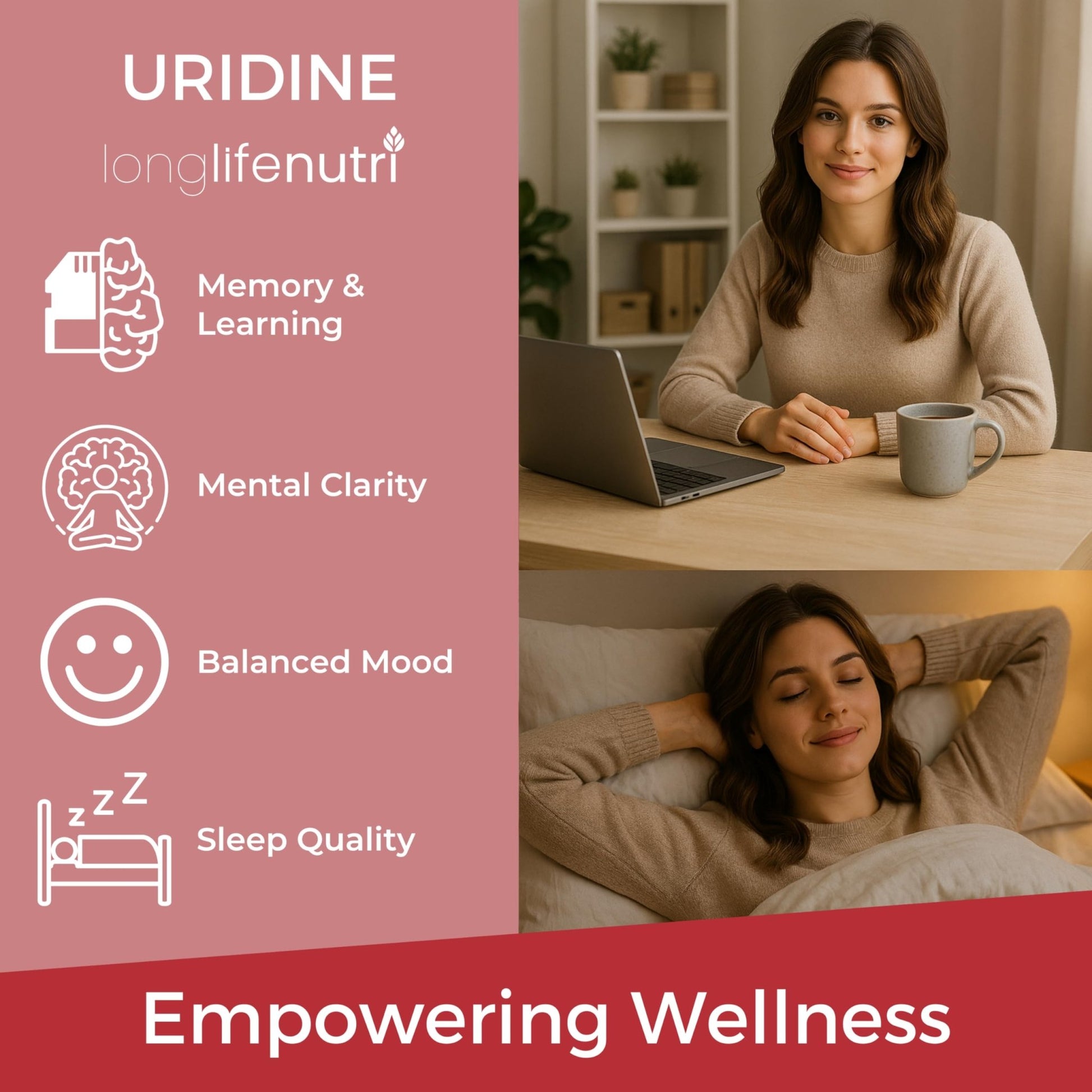 LongLifeNutri Uridine Monophosphate 300mg – Choline Precursor & Synaptic Function, Nootropic for Focus & Mental Performance, 120 Vegetarian Capsules, 4-Month Supply, GMP Certified, Made in USA - OzHealthStandard