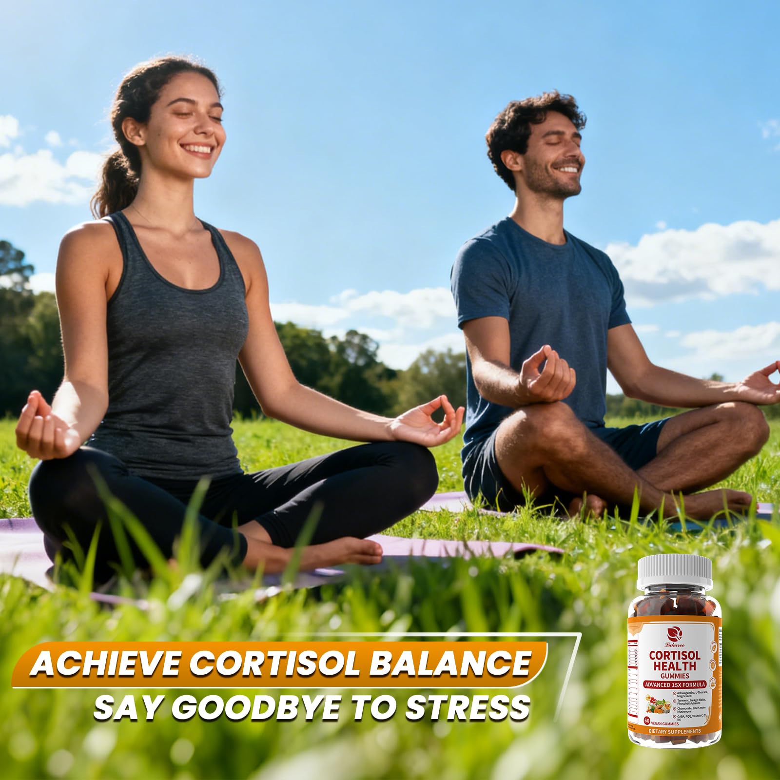 Lukaree Cortisol Supplements for Women & Men, 15 in 1 Cortisol Reducer Manager, Cortisol Calm Gummies with Ashwagandha, Magnesium, L-theanine, GABA - for Mood, Focus, Sleep - Vegan Sugar Free, 60 Ct. - OzHealthStandard