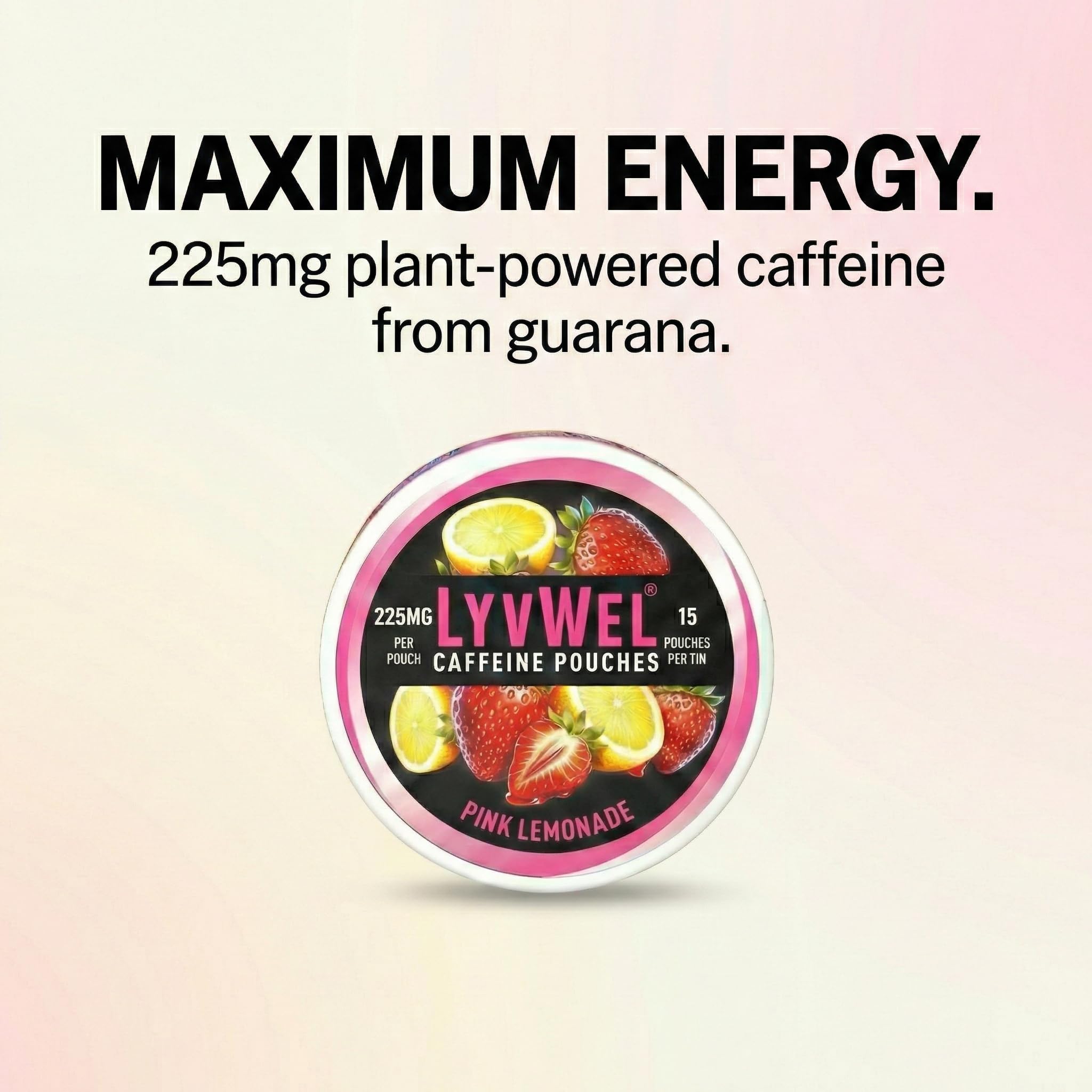 LyvWel 225mg Caffeine Energy Pouches | Nootropic Focus & Neuro Support | Tobacco-Free, Nicotine-Free, Quick Energy Solution | 3-Pack: 45 Pouches (3 Pack, Watermelon Ice, Pink Lemonade, Wintergreen) - OzHealthStandard