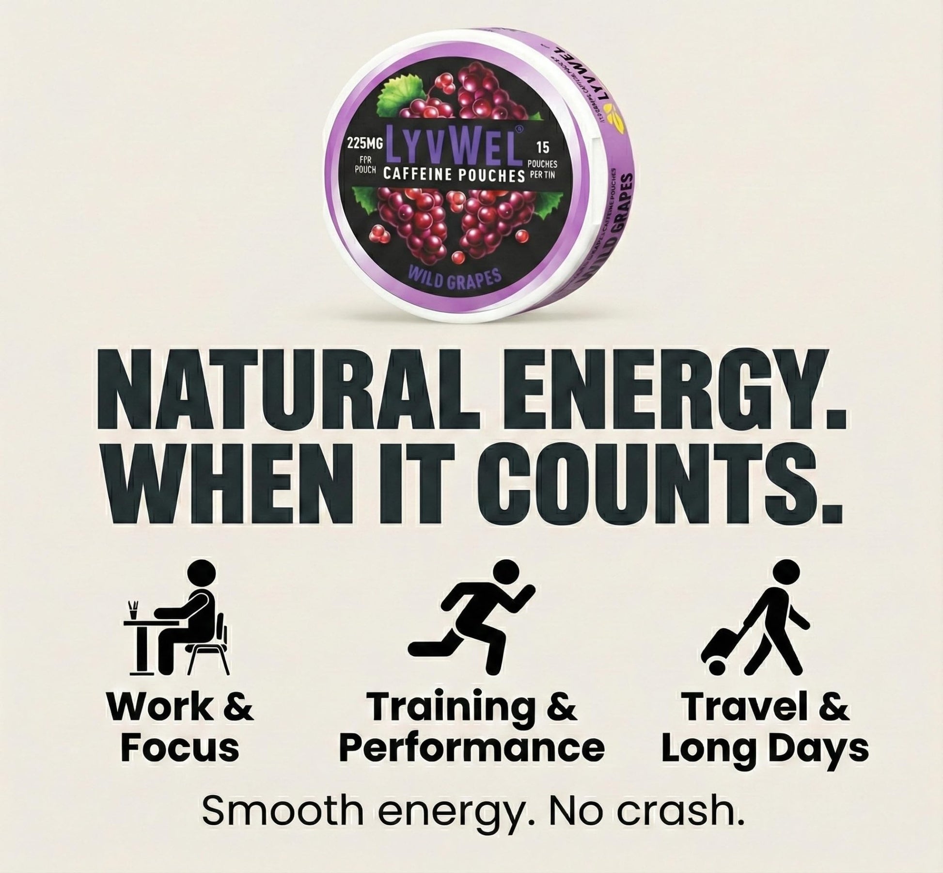 LyvWel 225mg Caffeine Energy Pouches | Nootropic Focus & Neuro Support | Tobacco-Free, Nicotine-Free, Quick Energy Solution | 3-Pack: 45 Pouches (3 Pack, Watermelon Ice, Pink Lemonade, Wintergreen) - OzHealthStandard