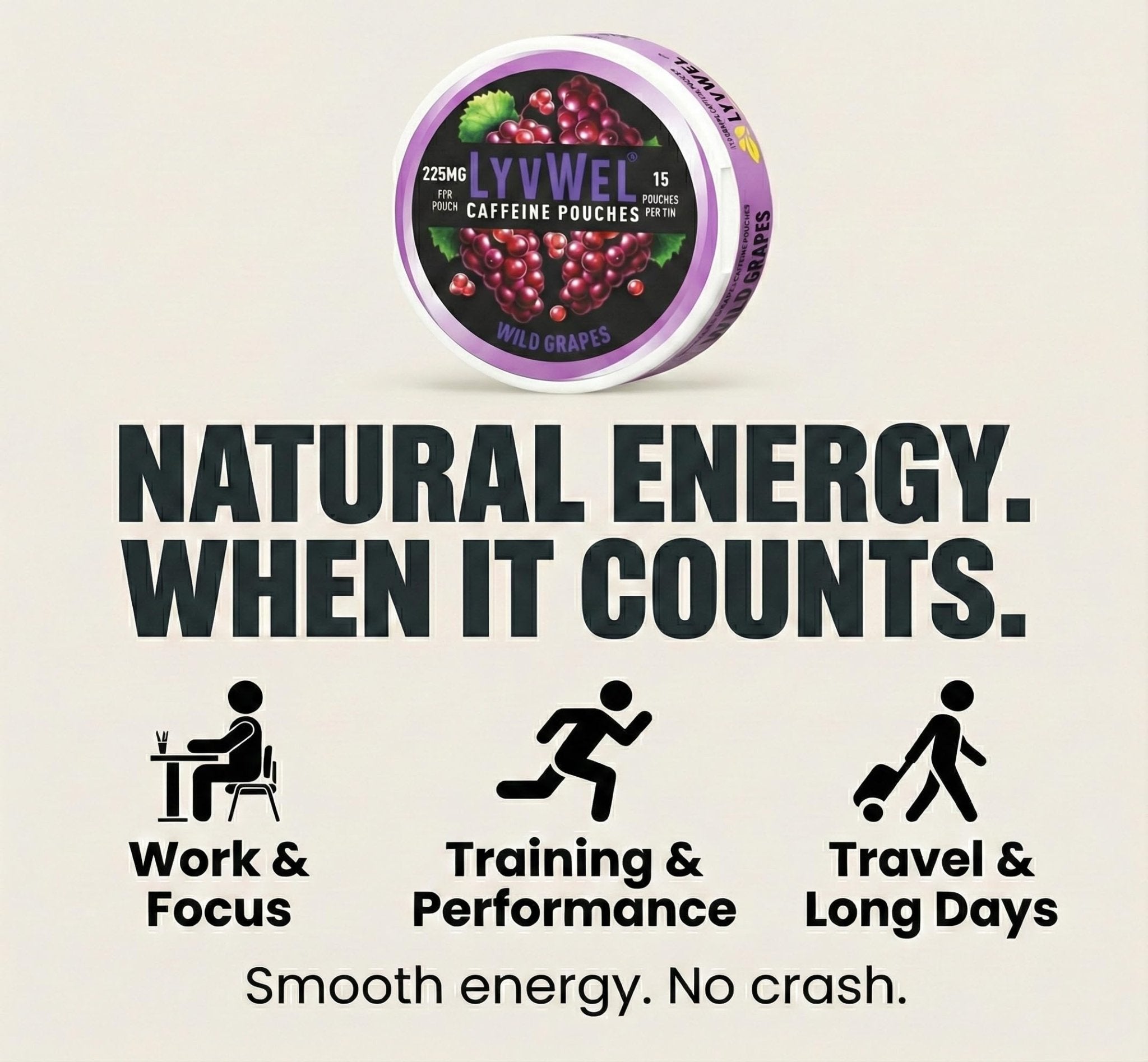 LyvWel 225mg Caffeine Energy Pouches | Nootropic Focus & Neuro Support | Tobacco-Free, Nicotine-Free, Quick Energy Solution | 3-Pack: 45 Pouches (3 Pack, Watermelon Ice, Pink Lemonade, Wintergreen) - OzHealthStandard