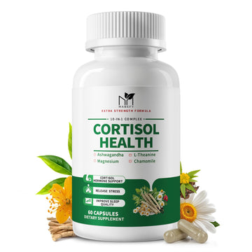 MABEFY Cortisol Supplements for Women/Men - 10 in 1 Cortisol Manager Reducer Lower Detox Balance with Magnesium, Ashwagandha, L-Theanine for Stress, Sleep, Calm, Mood Support - 60 Capsules for 30 Days - OzHealthStandard