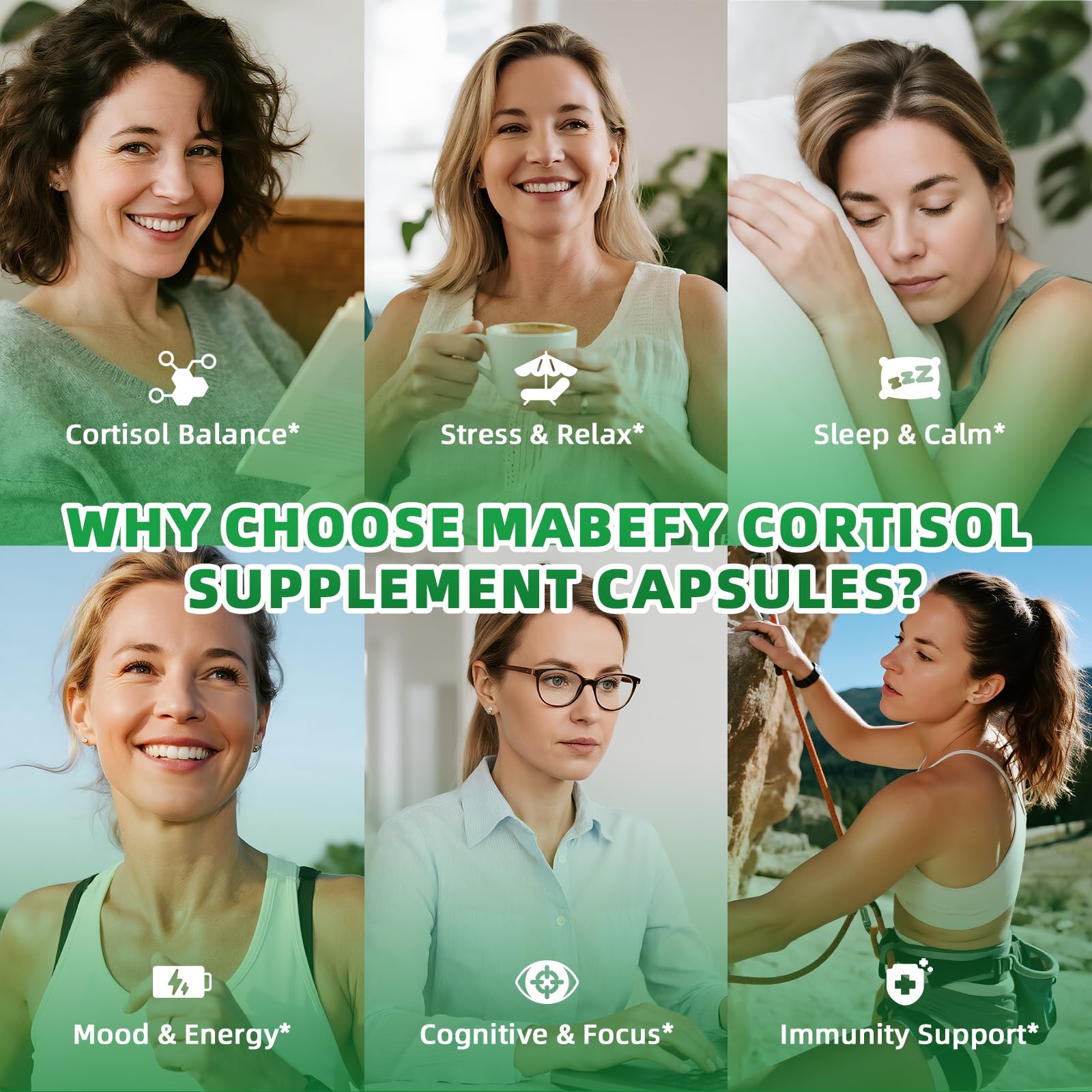 MABEFY Cortisol Supplements for Women/Men - 10 in 1 Cortisol Manager Reducer Lower Detox Balance with Magnesium, Ashwagandha, L-Theanine for Stress, Sleep, Calm, Mood Support - 60 Capsules for 30 Days - OzHealthStandard