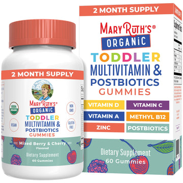 MaryRuth Organics Toddler Multivitamin Gummies + Postbiotics | USDA Organic | Vitamins for Kids Ages 2+ | Immune Support | Vitamin C | Vitamin D3 | Vitamin A | Zinc | Vegan | Non-GMO | 60 Servings - OzHealthStandard