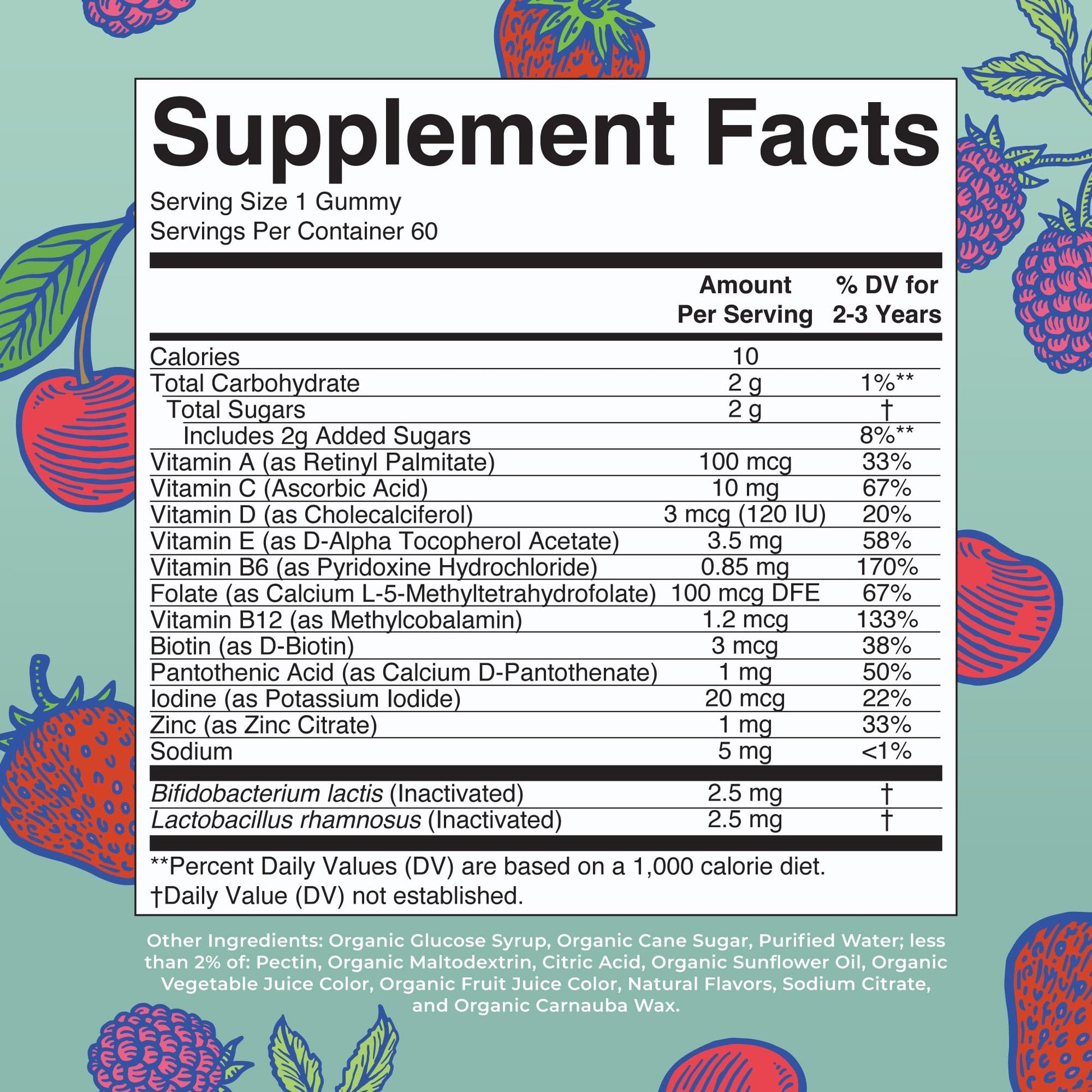 MaryRuth Organics Toddler Multivitamin Gummies + Postbiotics | USDA Organic | Vitamins for Kids Ages 2+ | Immune Support | Vitamin C | Vitamin D3 | Vitamin A | Zinc | Vegan | Non-GMO | 60 Servings - OzHealthStandard