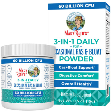 MARYRUTH'S 3-in-1 Gas & Bloat Probiotic Powder | Probiotics for Normal Digestive Function | Probiotics for Women & Men | Prebiotics & Postbiotics | 60 Billion CFU | 23 Unique Strains | 0.5 oz - OzHealthStandard