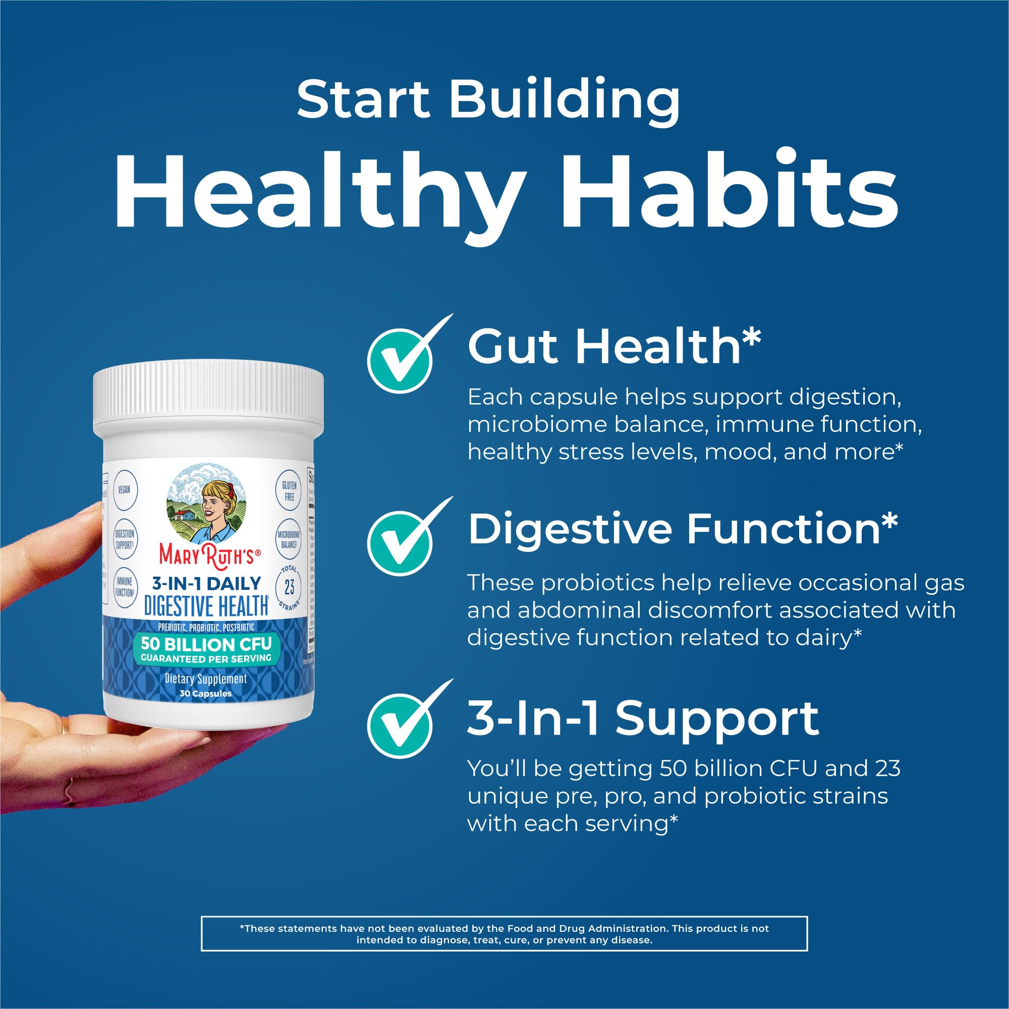 MARYRUTH'S 3-in-1 Probiotics for Digestive Health | Prebiotic & Postbiotic | Gut Health Supplement for Women & Men | 23 Unique Strains - OzHealthStandard