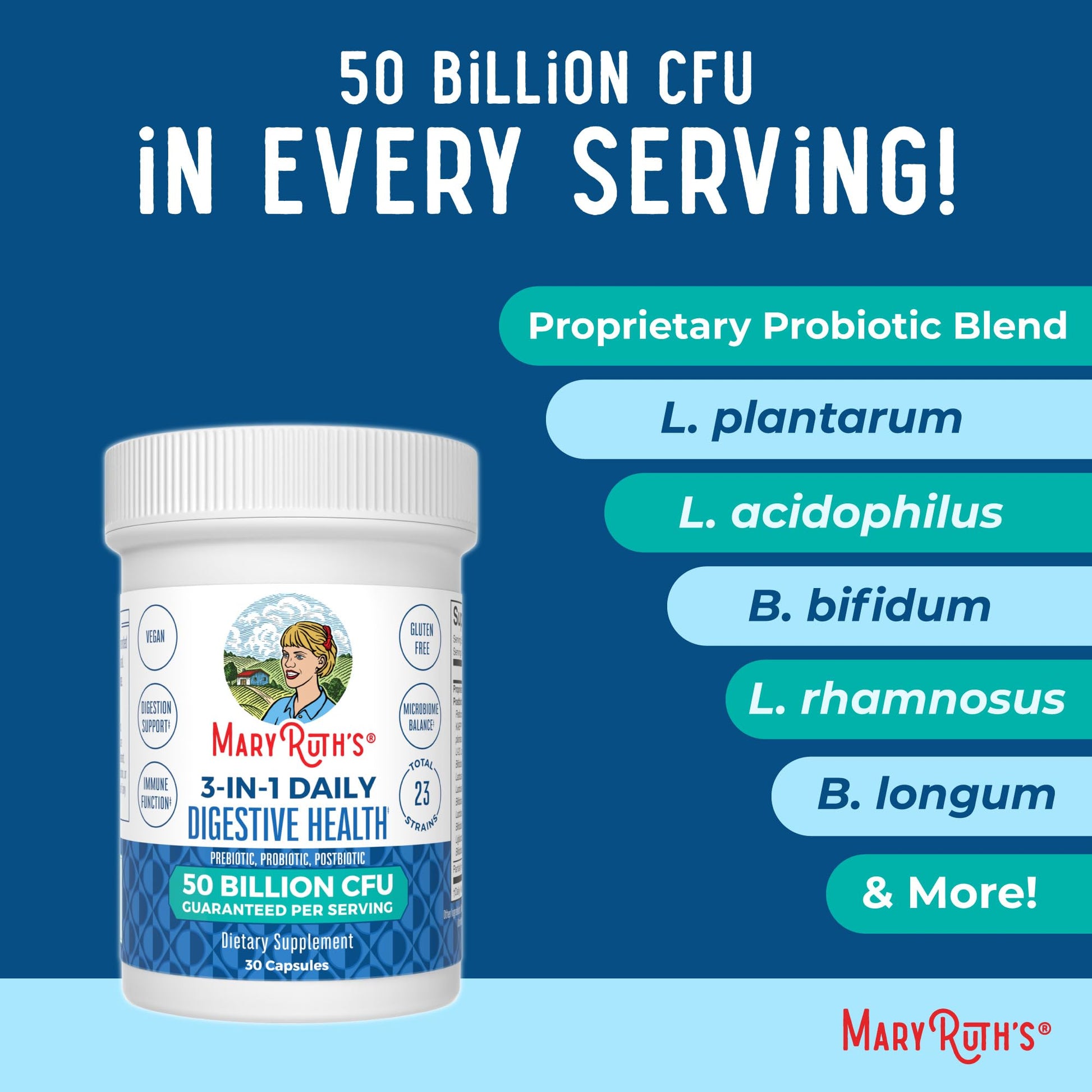 MARYRUTH'S 3-in-1 Probiotics for Digestive Health | Prebiotic & Postbiotic | Gut Health Supplement for Women & Men | 23 Unique Strains - OzHealthStandard
