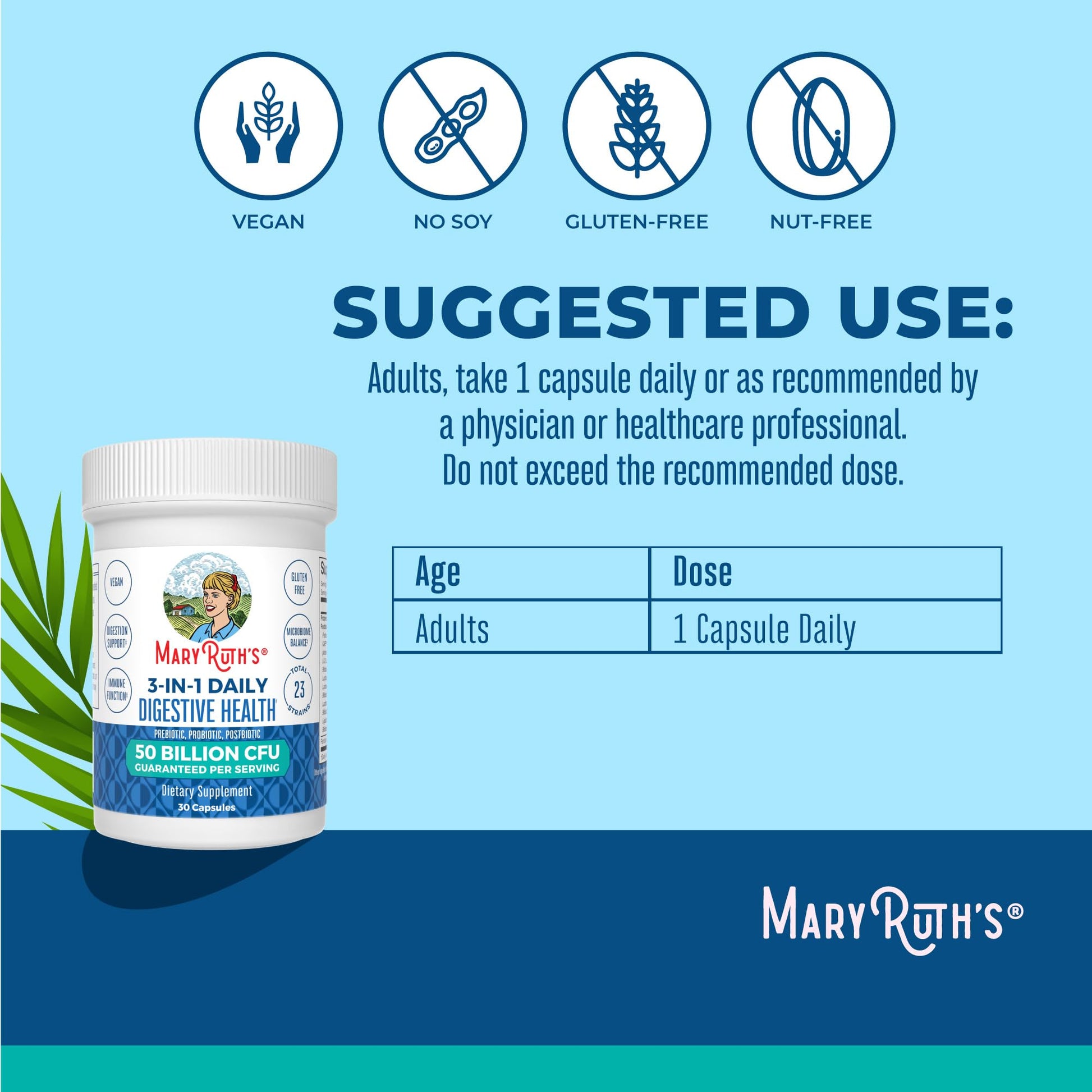 MARYRUTH'S 3-in-1 Probiotics for Digestive Health | Prebiotic & Postbiotic | Gut Health Supplement for Women & Men | 23 Unique Strains - OzHealthStandard