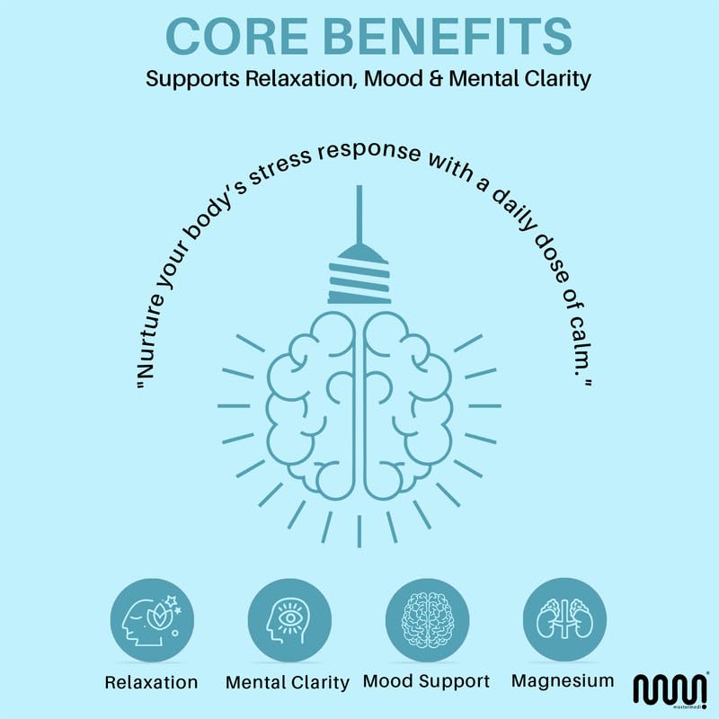 mastermedi Cortisol Supplements for Women and Men Support with Magnesium, Ashwagandha, Lion’s Mane & GABA – Adaptogenic Stress Relief & Mood Support – Non-GMO, No Fillers, Gluten-Free - OzHealthStandard