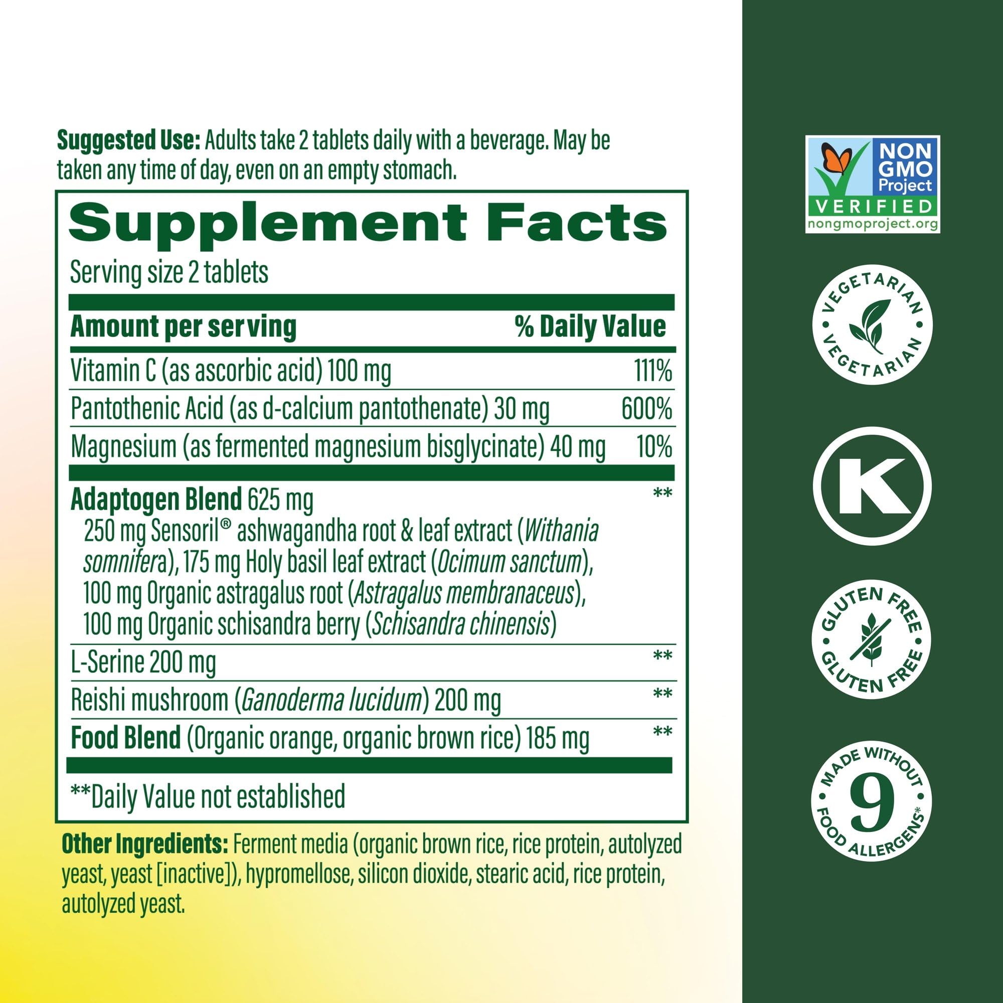 MegaFood Adrenal Strength - Adrenal Support Supplements with Ashwagandha and Magnesium Glycinate, Vitamin C, Holy Basil, Astragalus, Reduces Cortisol Levels - Vegetarian - 60 Tablets (30 Servings) - OzHealthStandard