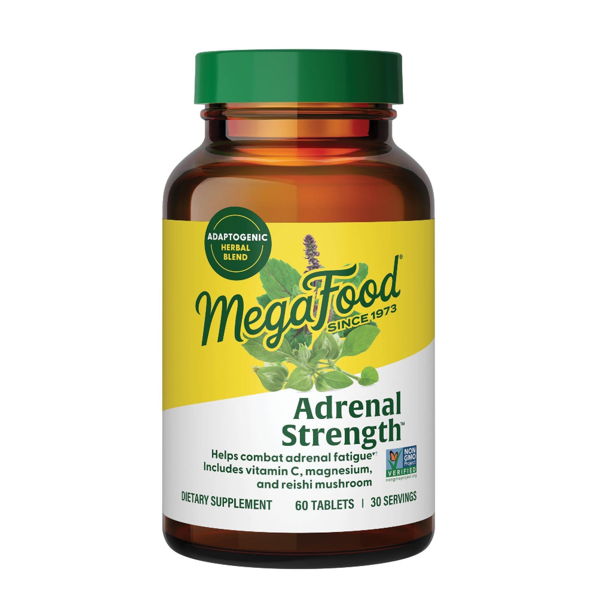 MegaFood Adrenal Strength - Adrenal Support Supplements with Ashwagandha and Magnesium Glycinate, Vitamin C, Holy Basil, Astragalus, Reduces Cortisol Levels - Vegetarian - 60 Tablets (30 Servings) - OzHealthStandard